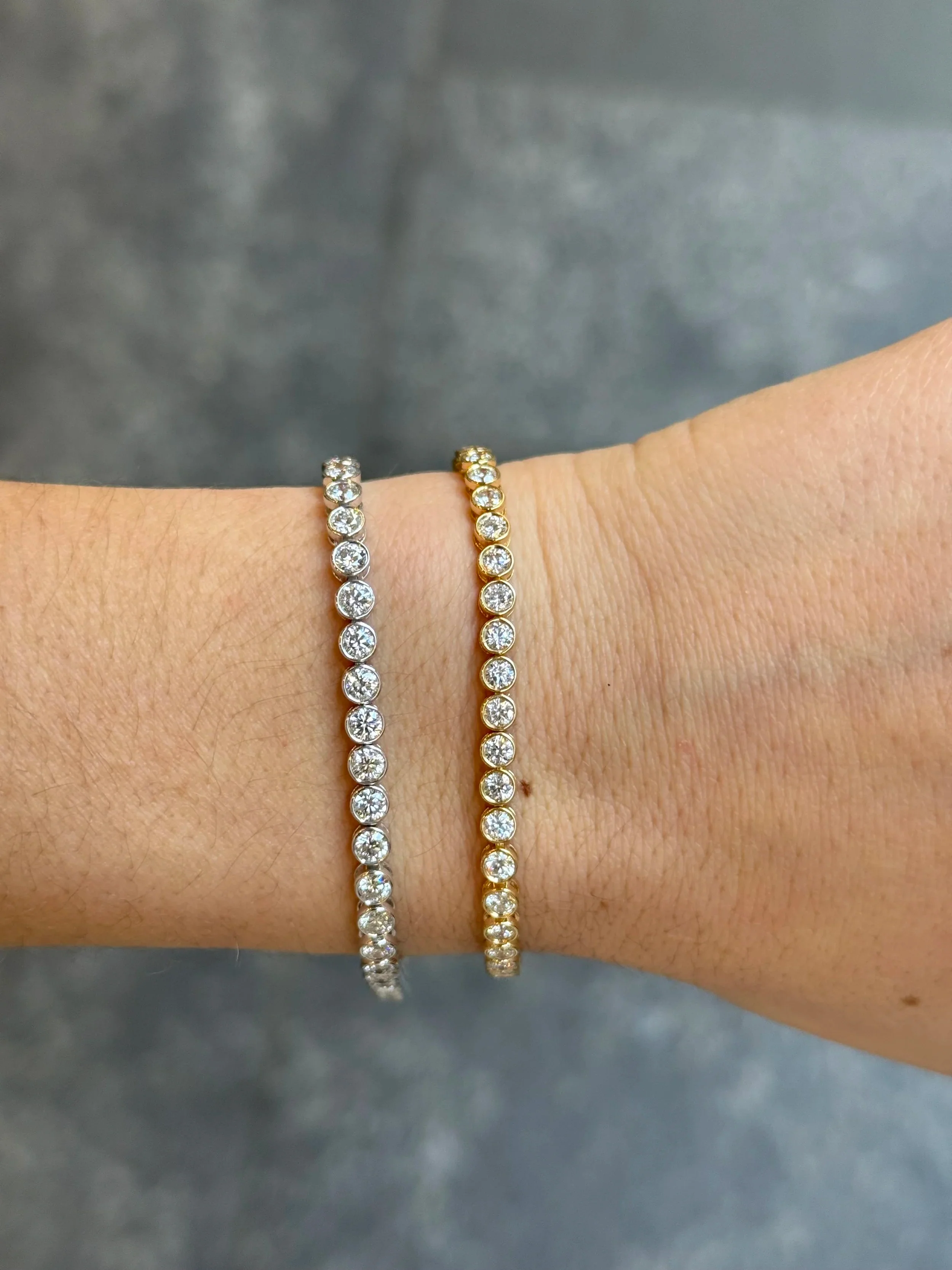 5ct Lab Grown Bezel Set Tennis Bracelet - Image 3