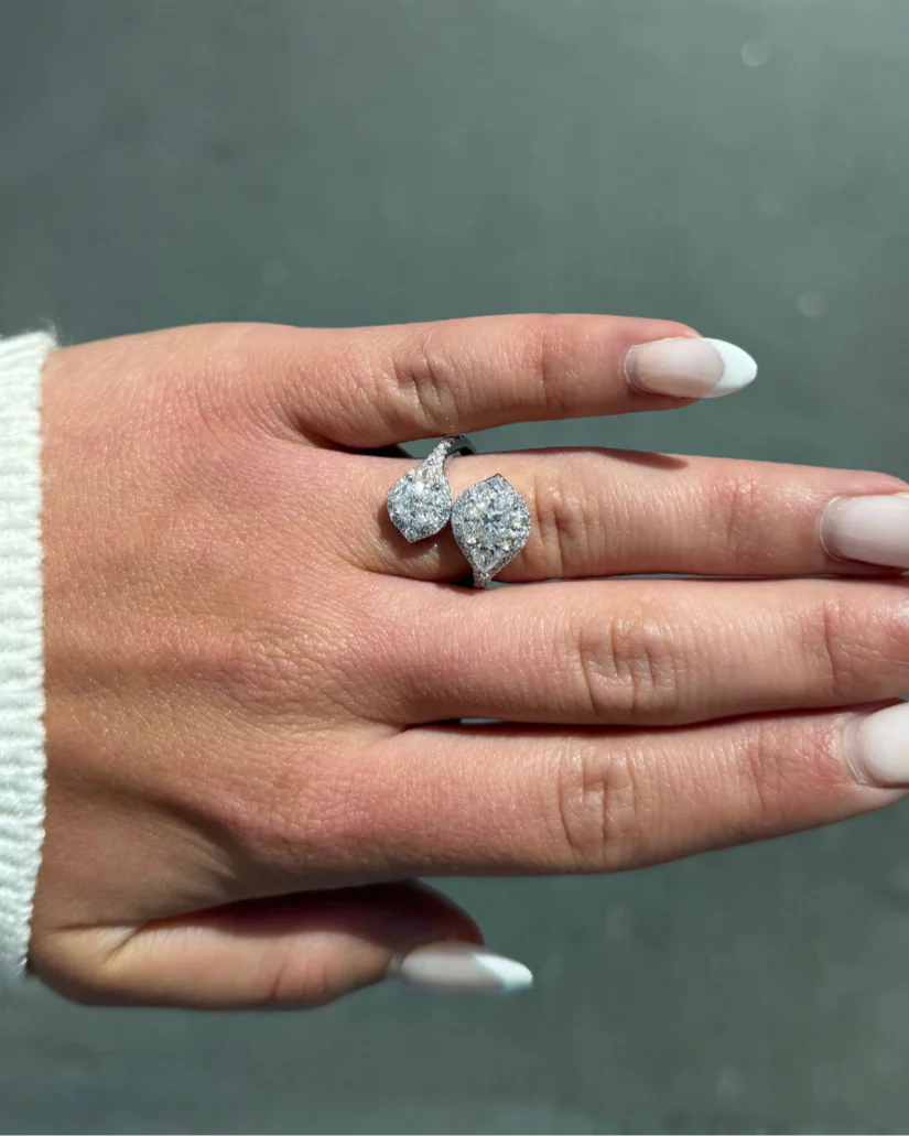 Ladies 2 Headed Pear-Shaped Cluster Fancy Ring - Image 2