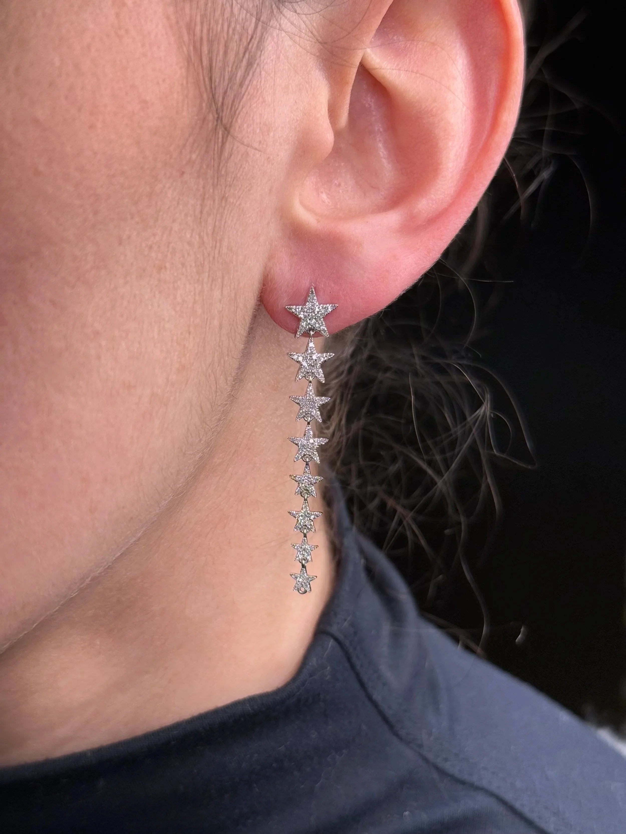 Ladies Ascending Star Diamond Earrings - Image 2