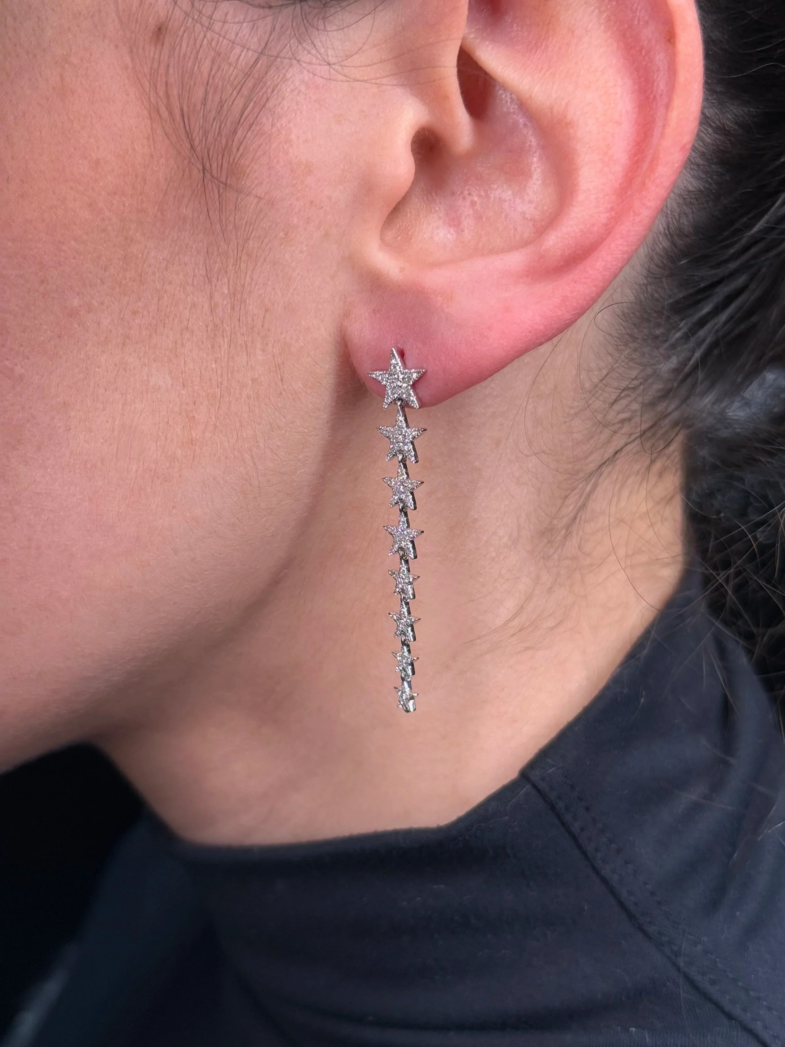 Ladies Ascending Star Diamond Earrings - Image 3