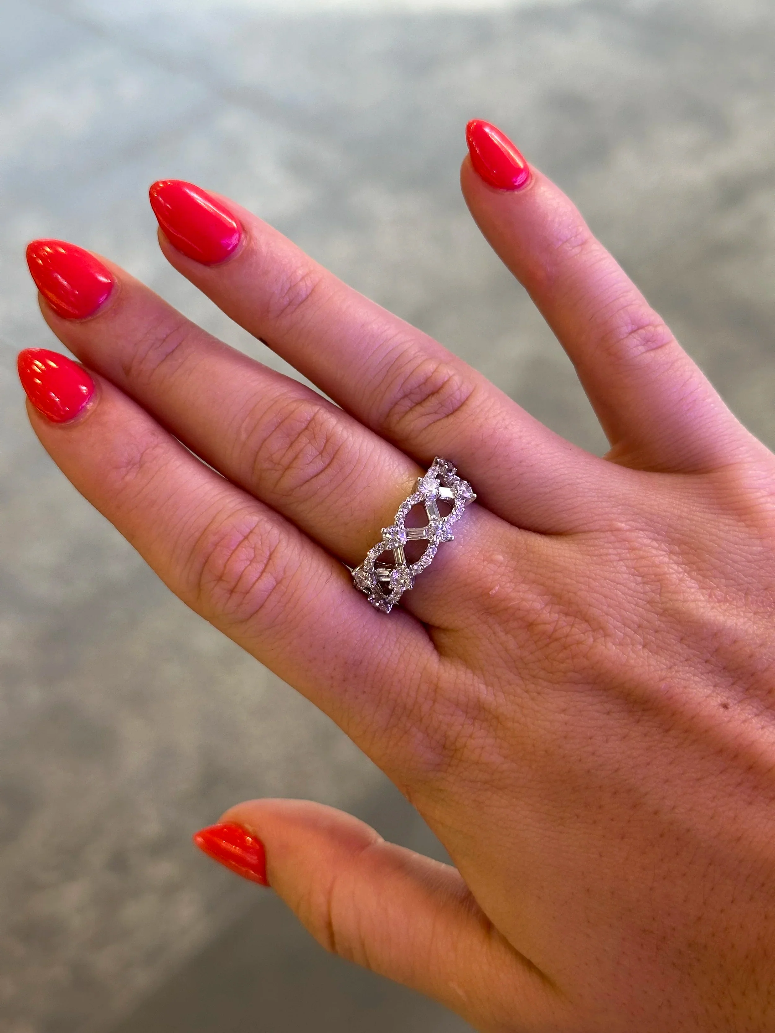 Ladies Baguette and Round Diamond Band - Image 2
