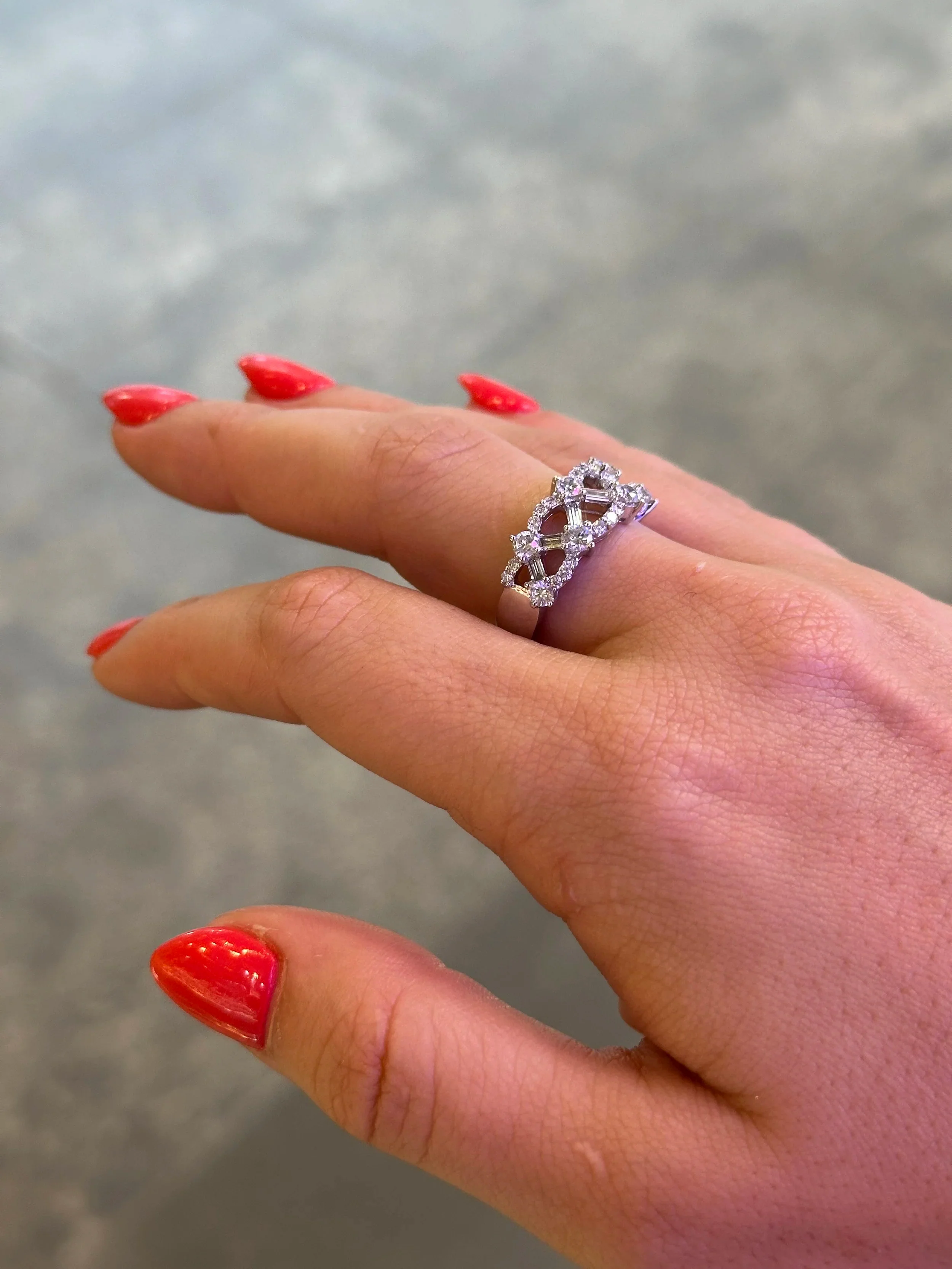 Ladies Baguette and Round Diamond Band - Image 3