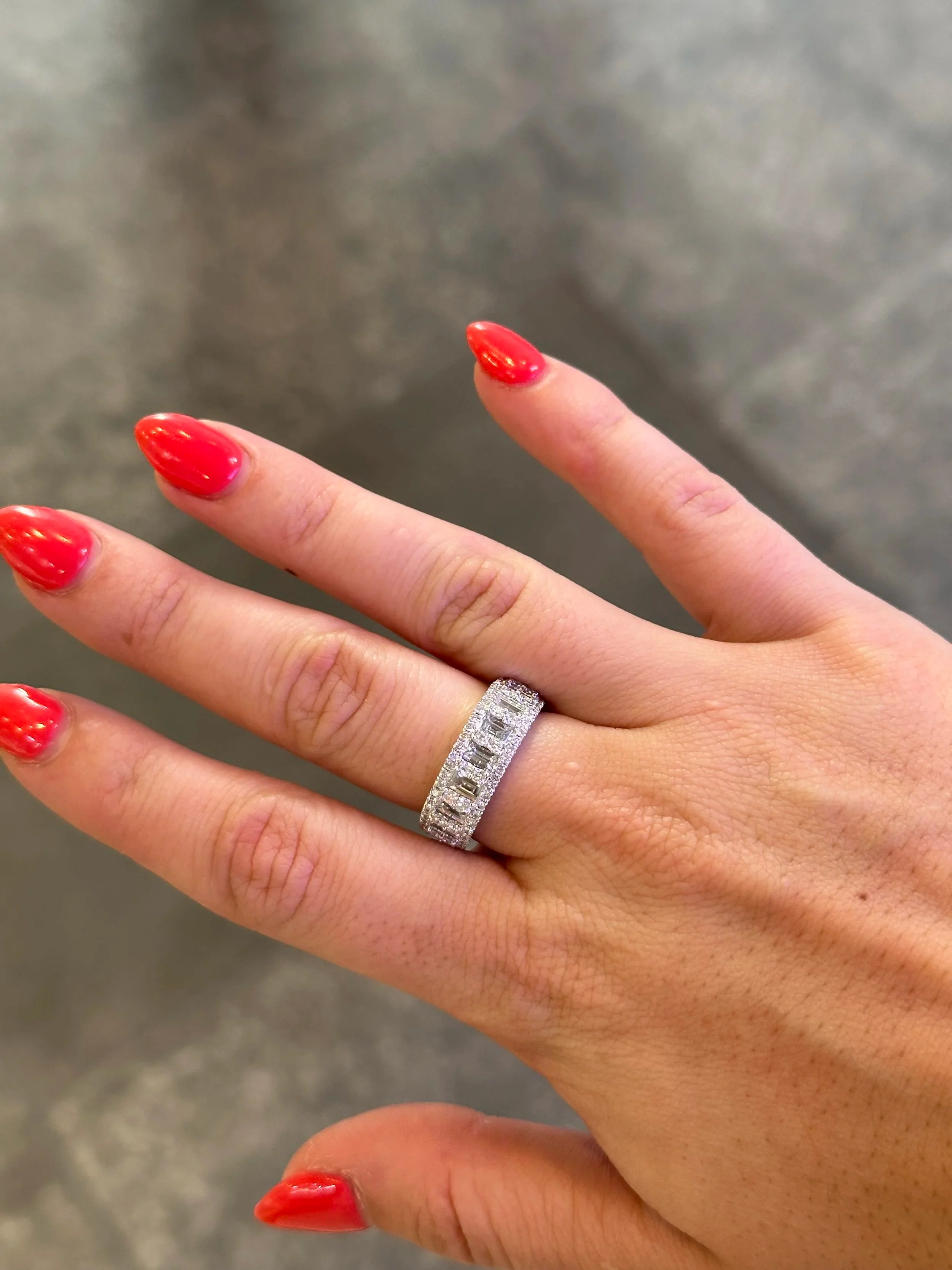 Ladies Baguette and Round Diamond Half Band - Image 2