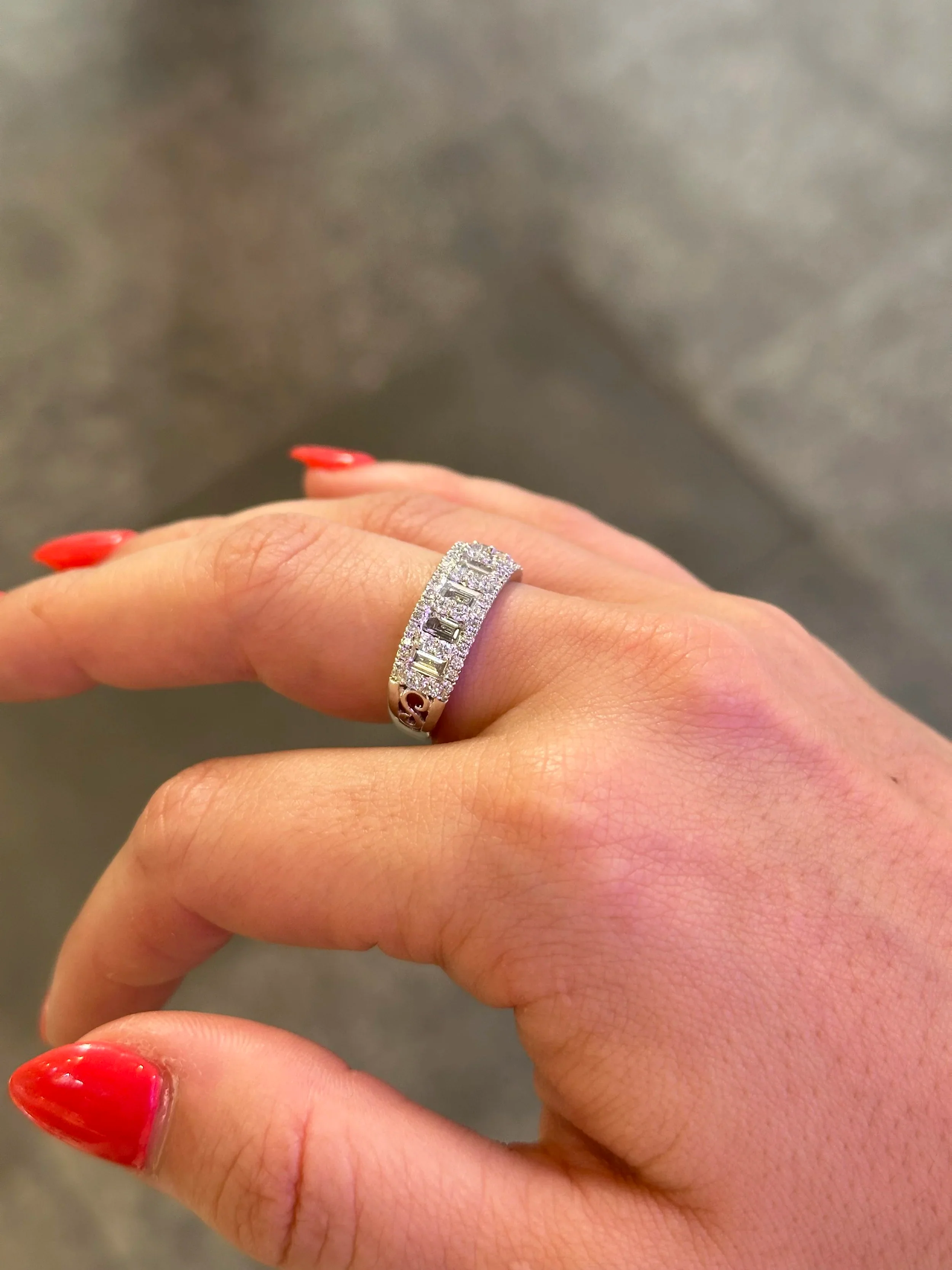 Ladies Baguette and Round Diamond Half Band - Image 3