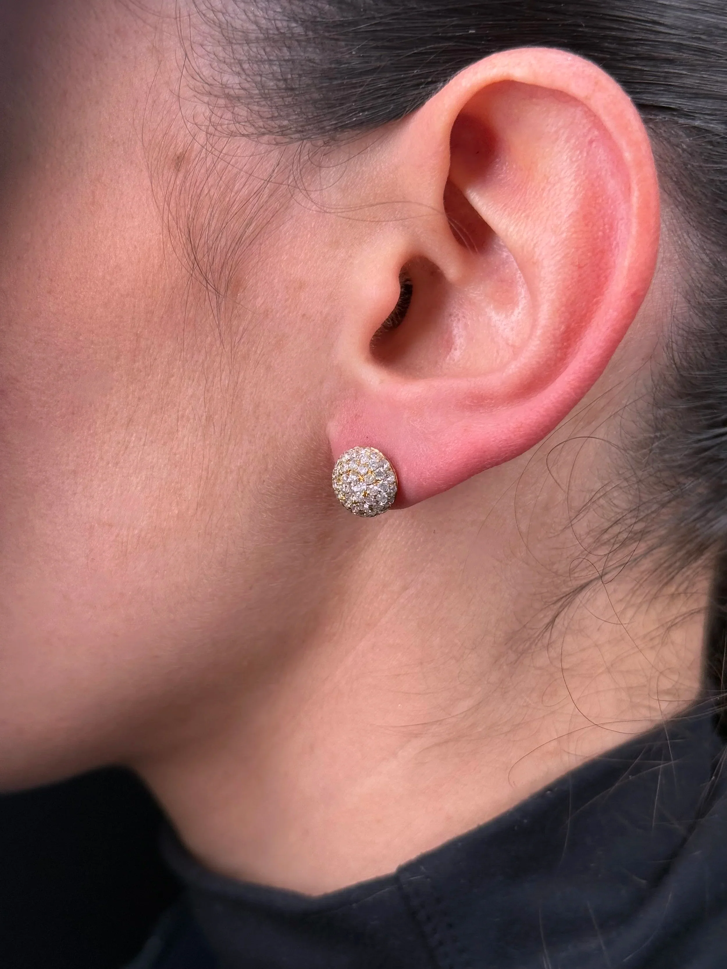 Ladies Ball Pave Set Diamond Earrings - Image 3