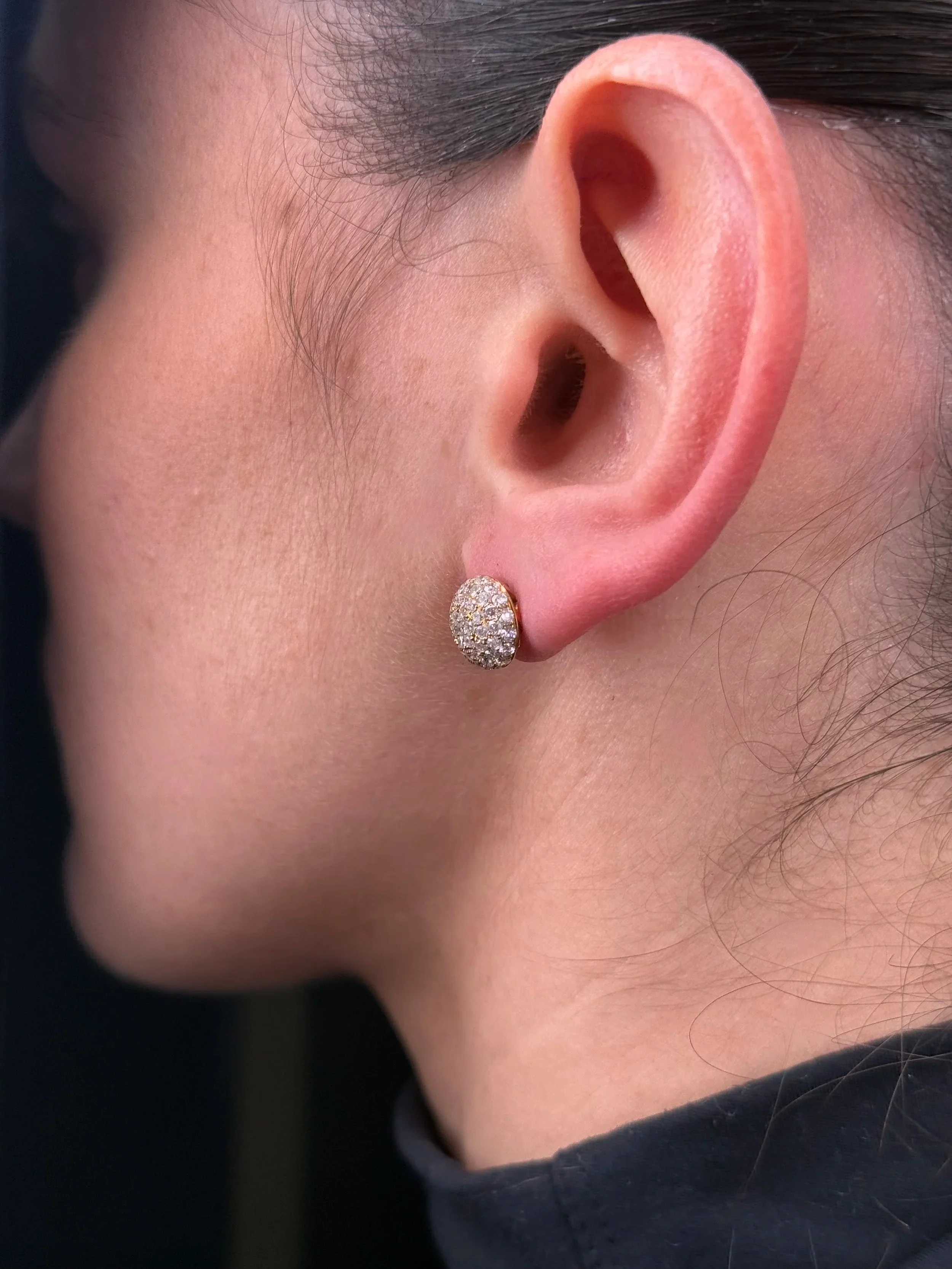 Ladies Ball Pave Set Diamond Earrings - Image 4