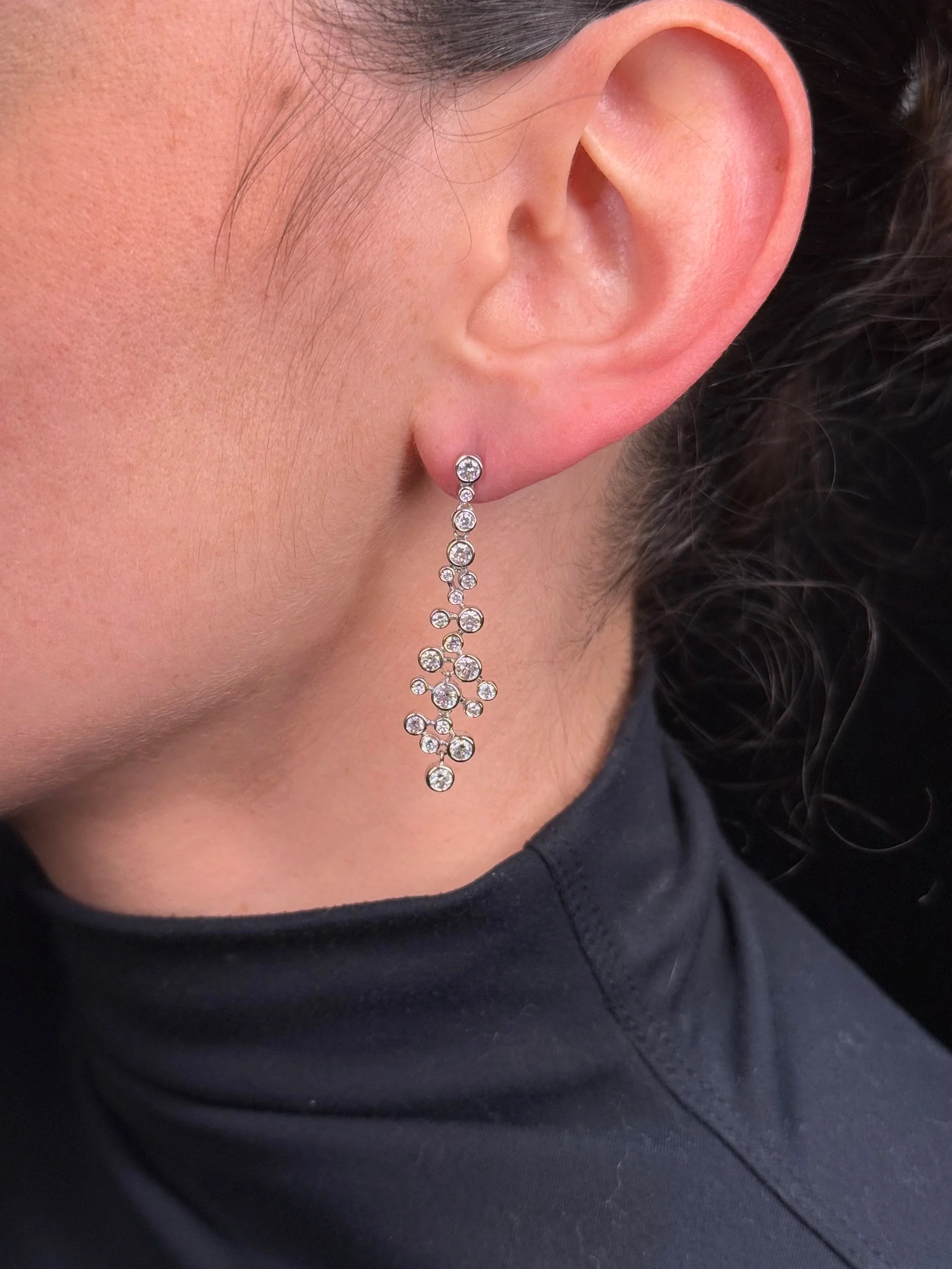 Ladies Bezel Diamond Earrings - Image 2