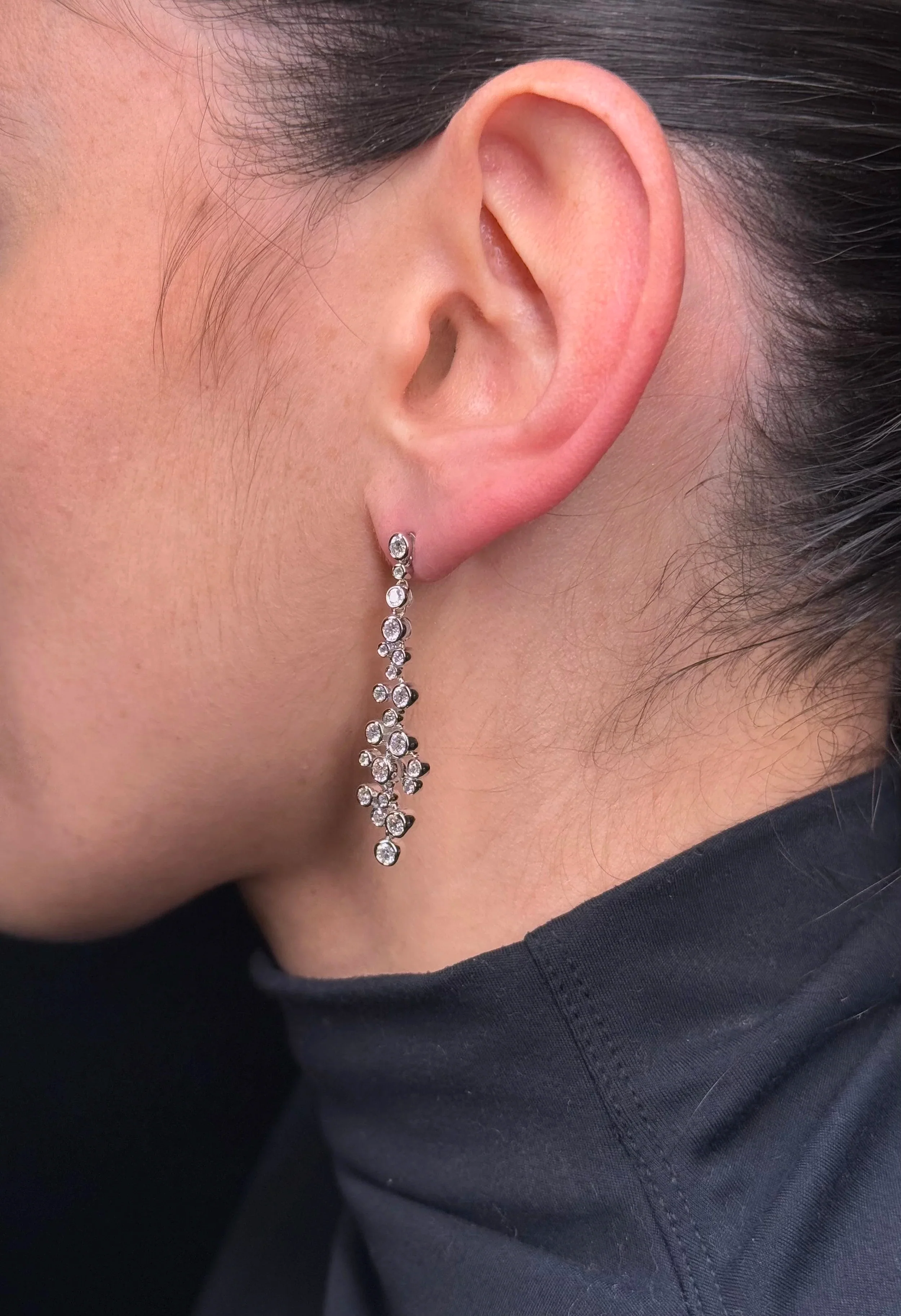 Ladies Bezel Diamond Earrings - Image 3