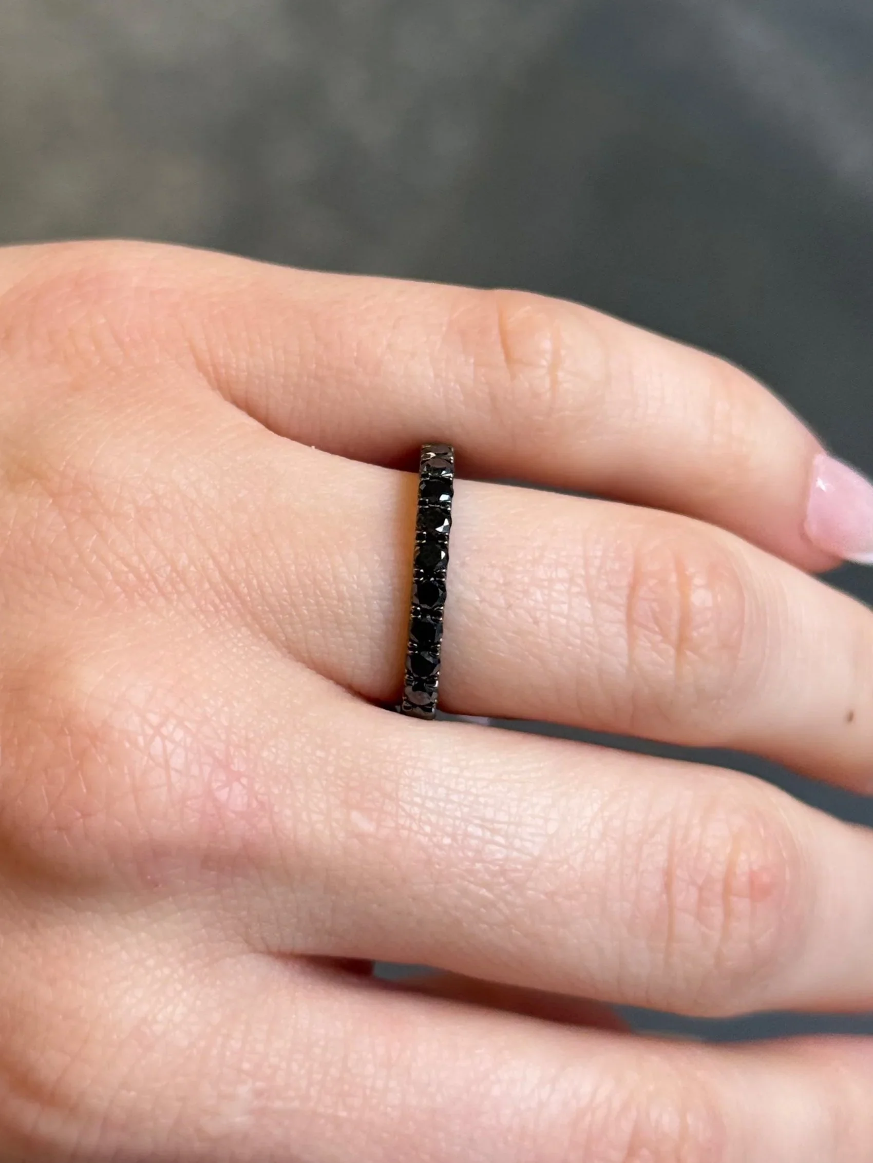 Ladies Black Diamond Eternity Wedding Band