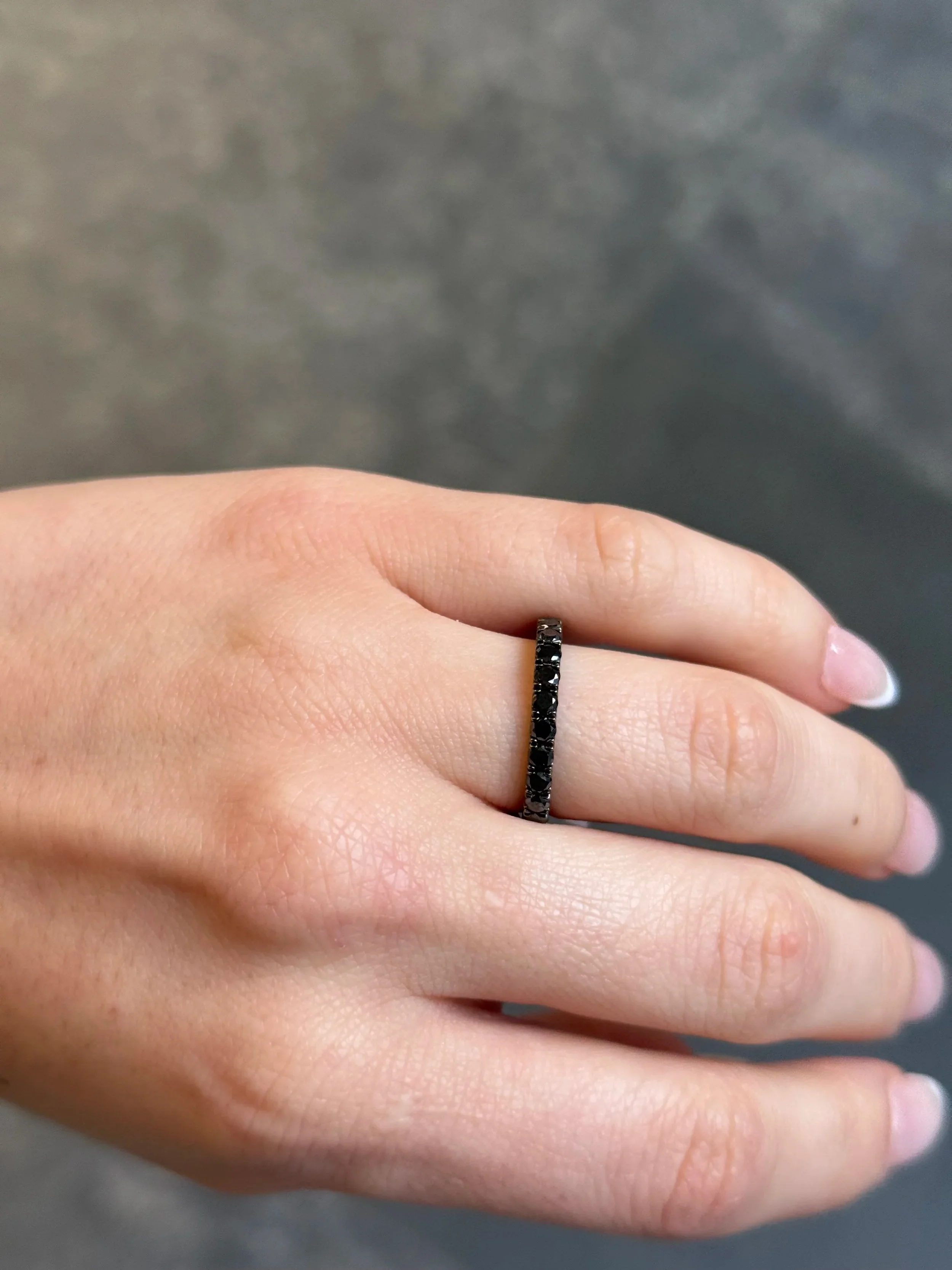 Ladies Black Diamond Eternity Wedding Band - Image 2
