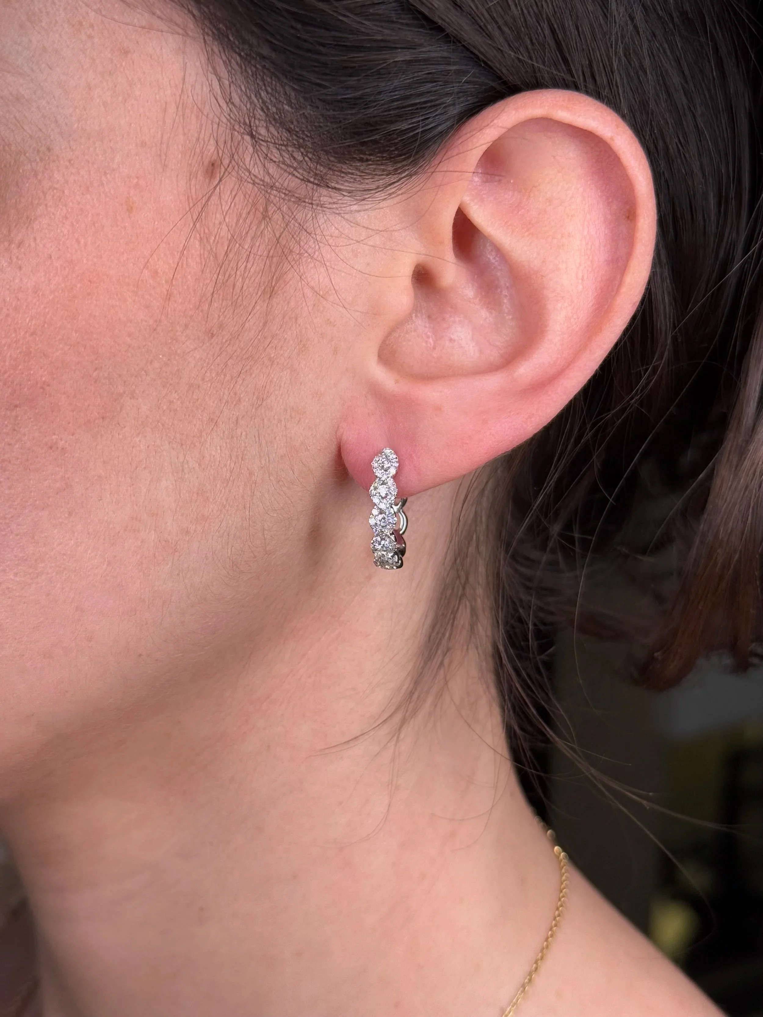 Ladies Braided Diamond Huggie - Image 2