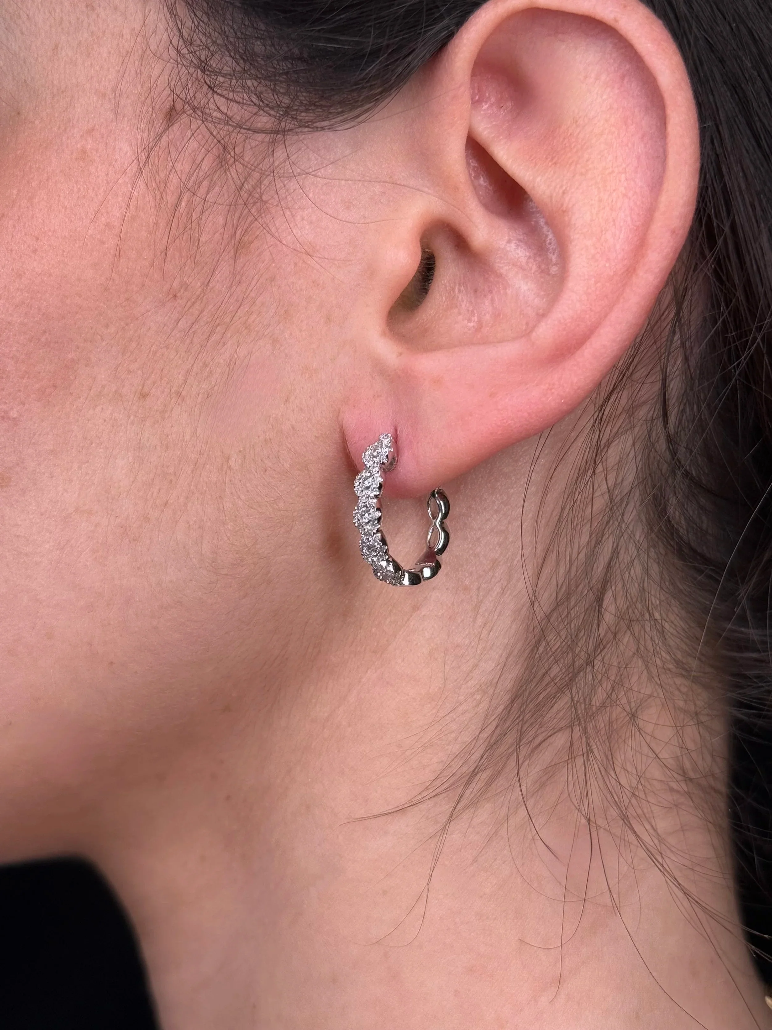 Ladies Braided Diamond Huggie - Image 3