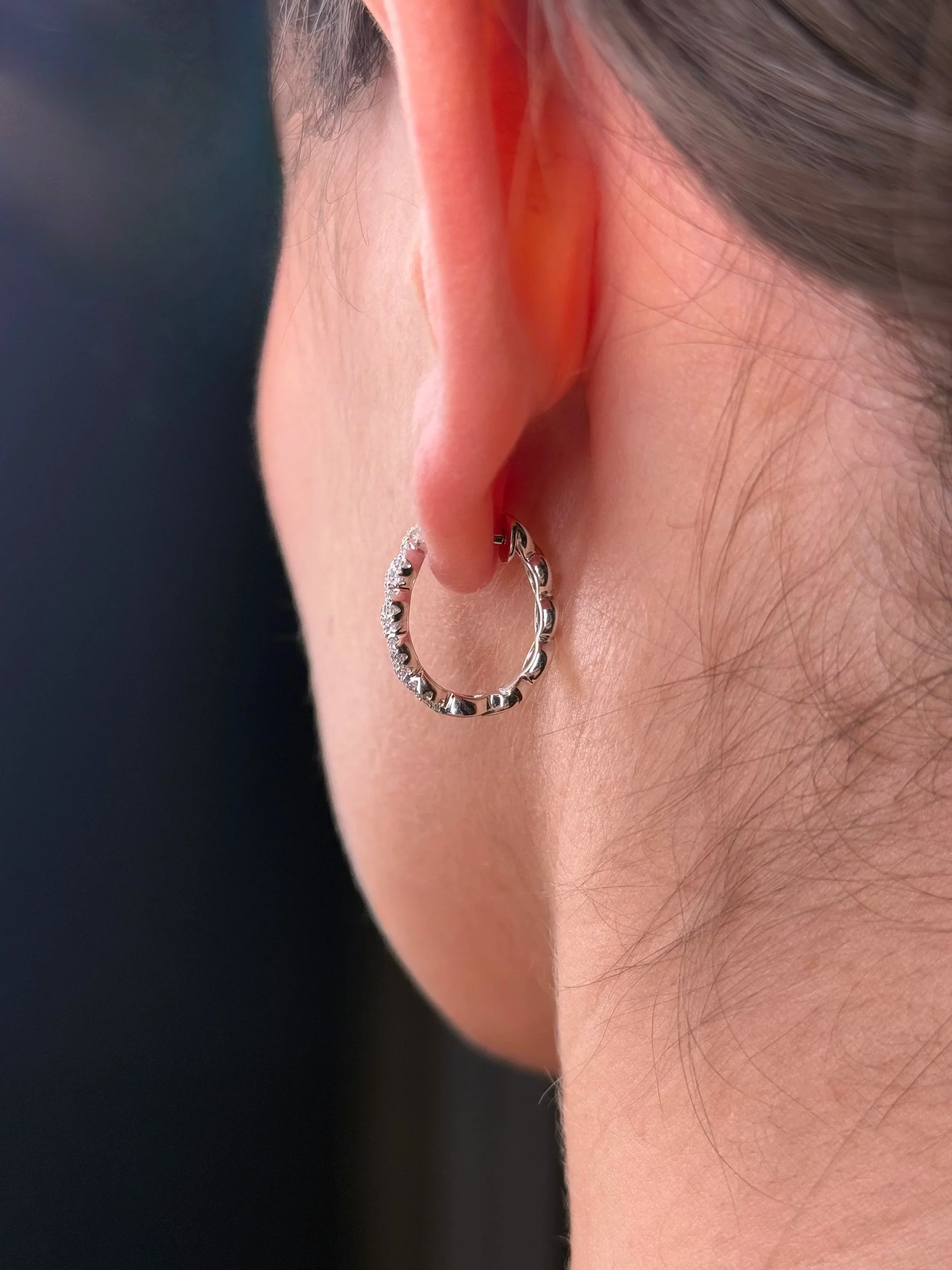 Ladies Braided Diamond Huggie - Image 4