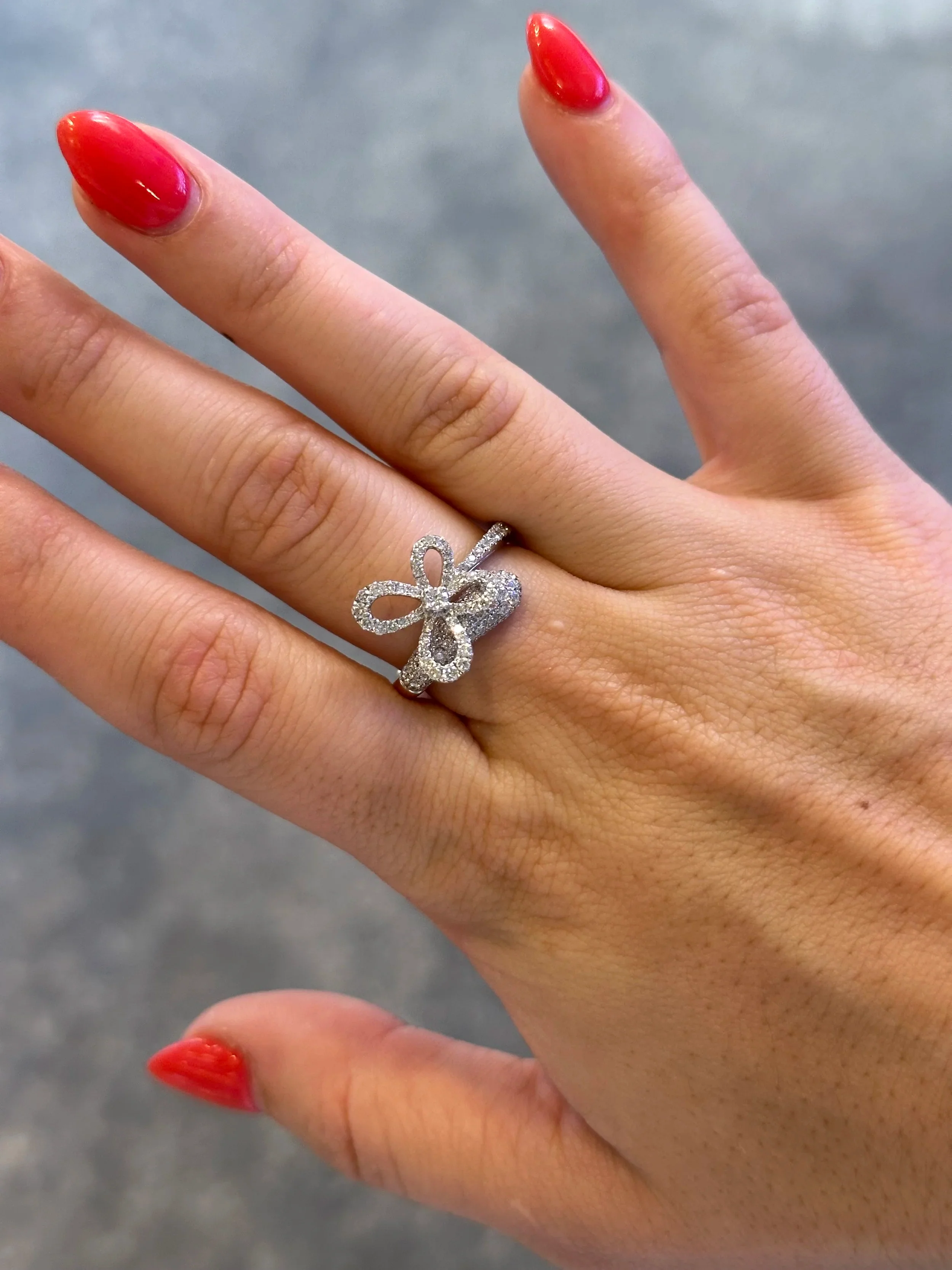Ladies Butterfly Pave Set Ring - Image 2