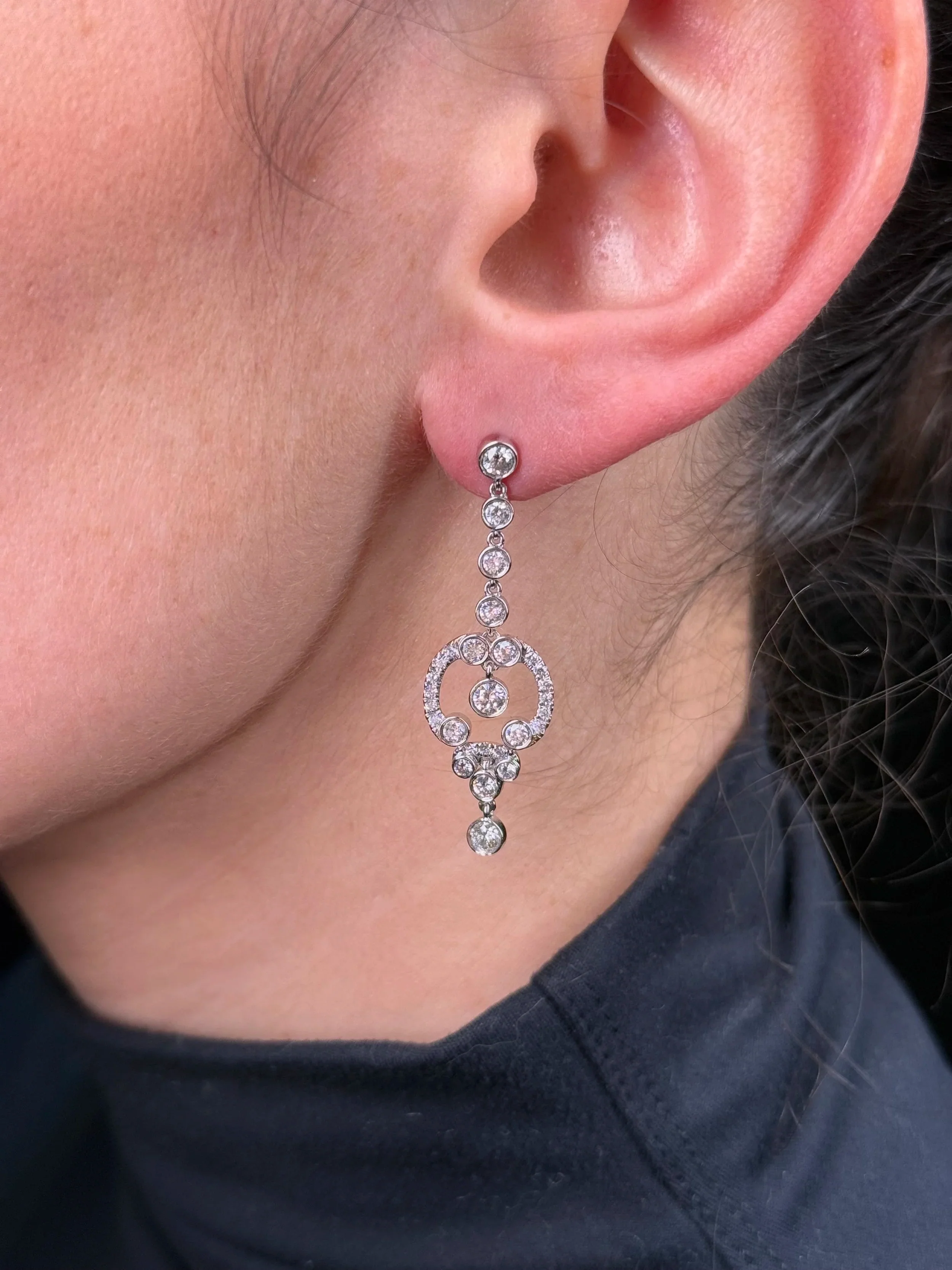 Ladies Center Bezel Set Diamond Earring - Image 2