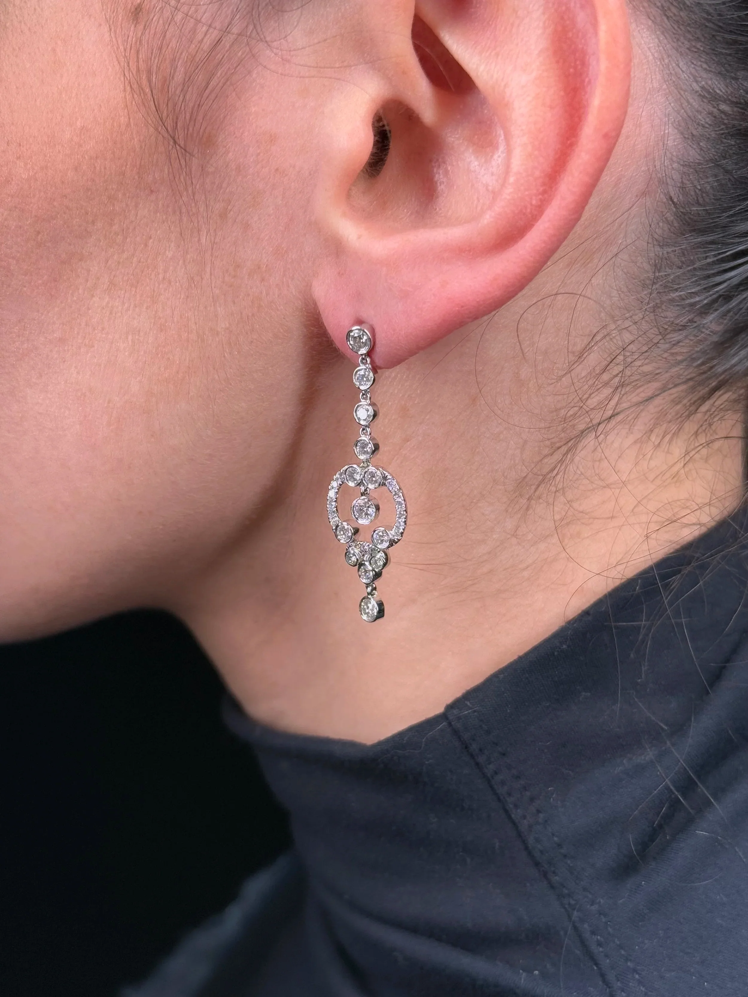 Ladies Center Bezel Set Diamond Earring - Image 3