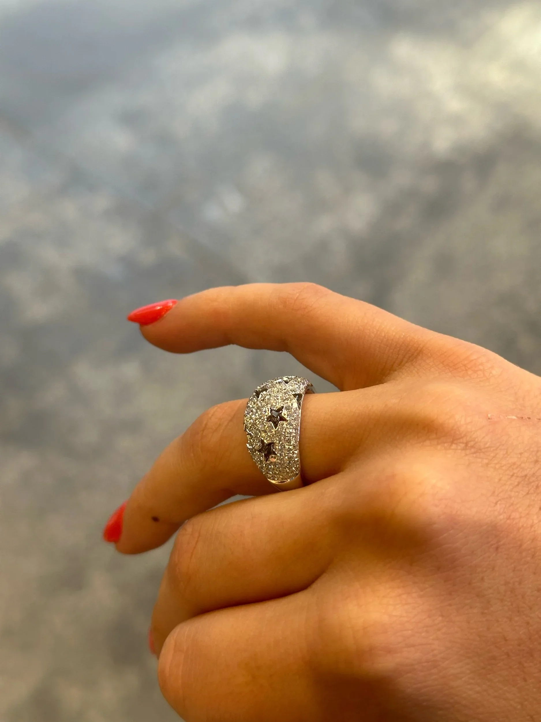 Ladies Center Pave Cut Out Star Round Diamond Ring - Image 3