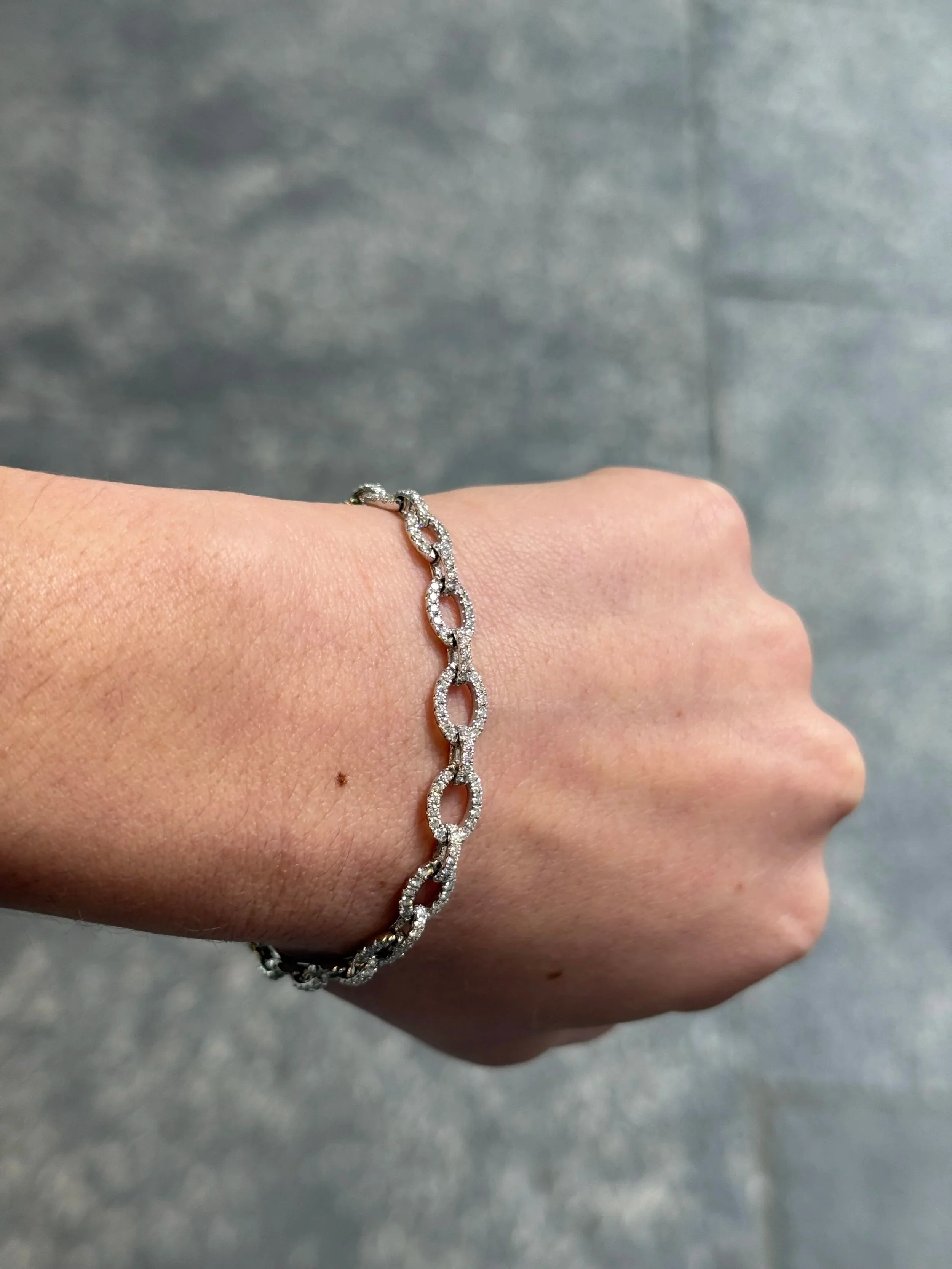 Ladies Chain Link Diamond Bracelet - Image 3