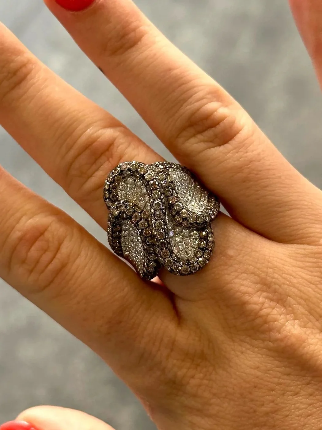 Ladies Champagne Diamond and Round Diamond Ring