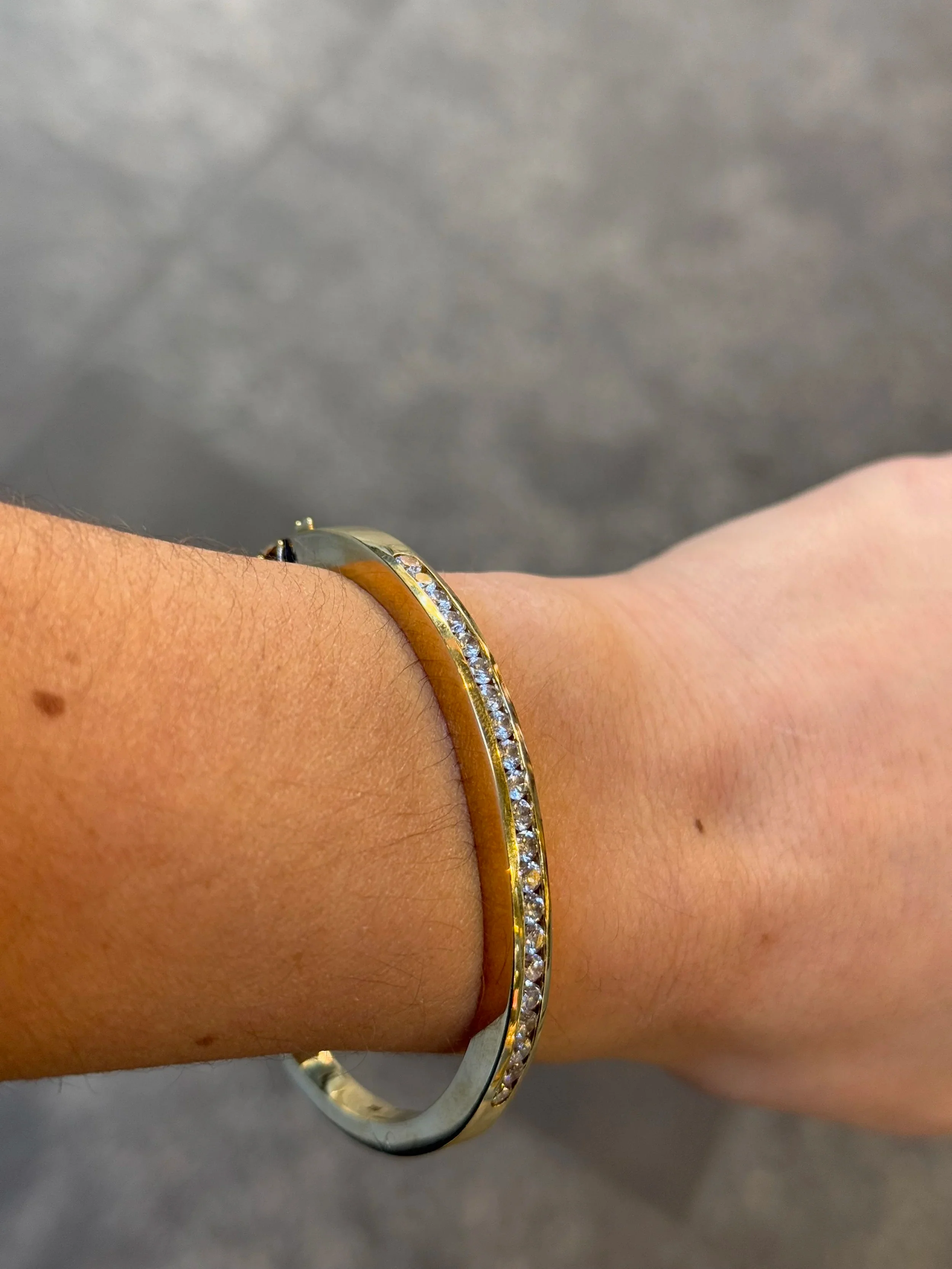 Ladies Channel Set Diamond Bangle Bracelet - Image 3