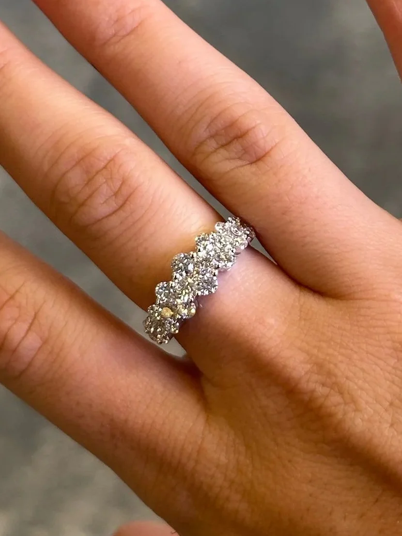Ladies Oval Shape Cluster Diamond Ring