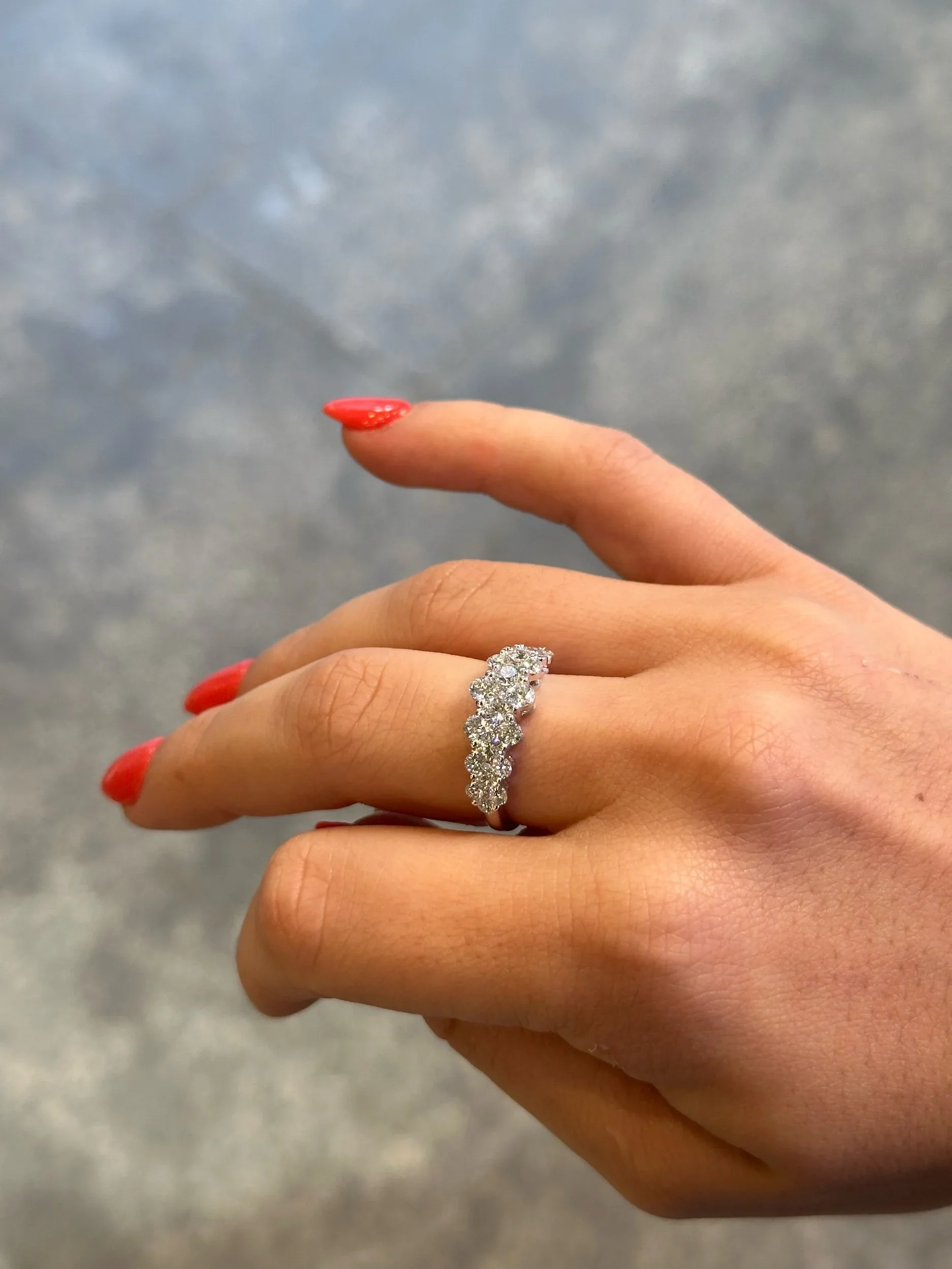 Ladies Oval Shape Cluster Diamond Ring - Image 3