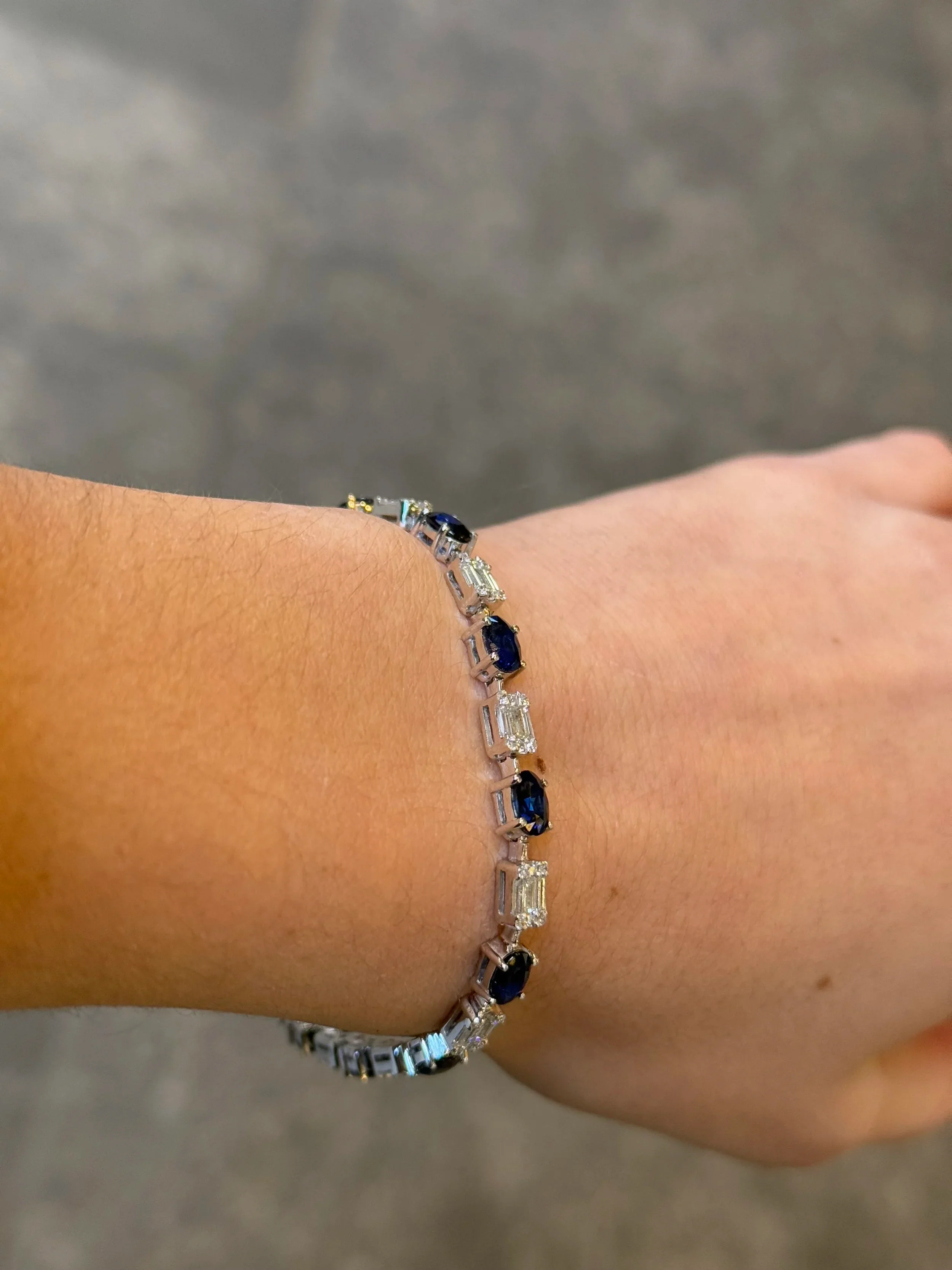 Ladies Diamond and Sapphire Bracelet - Image 3