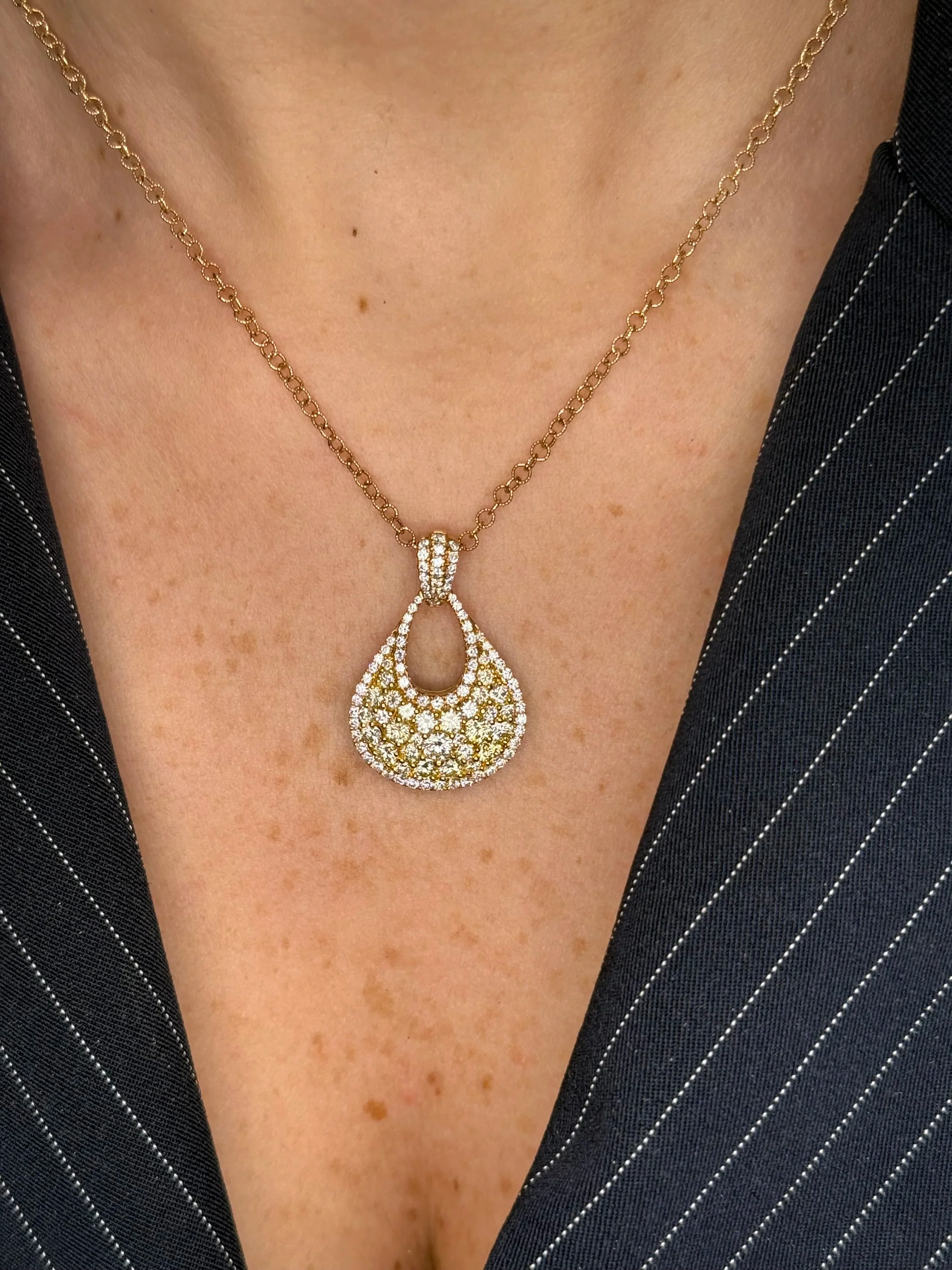 Ladies Diamond and Yellow Diamond Fancy Pendant - Image 2