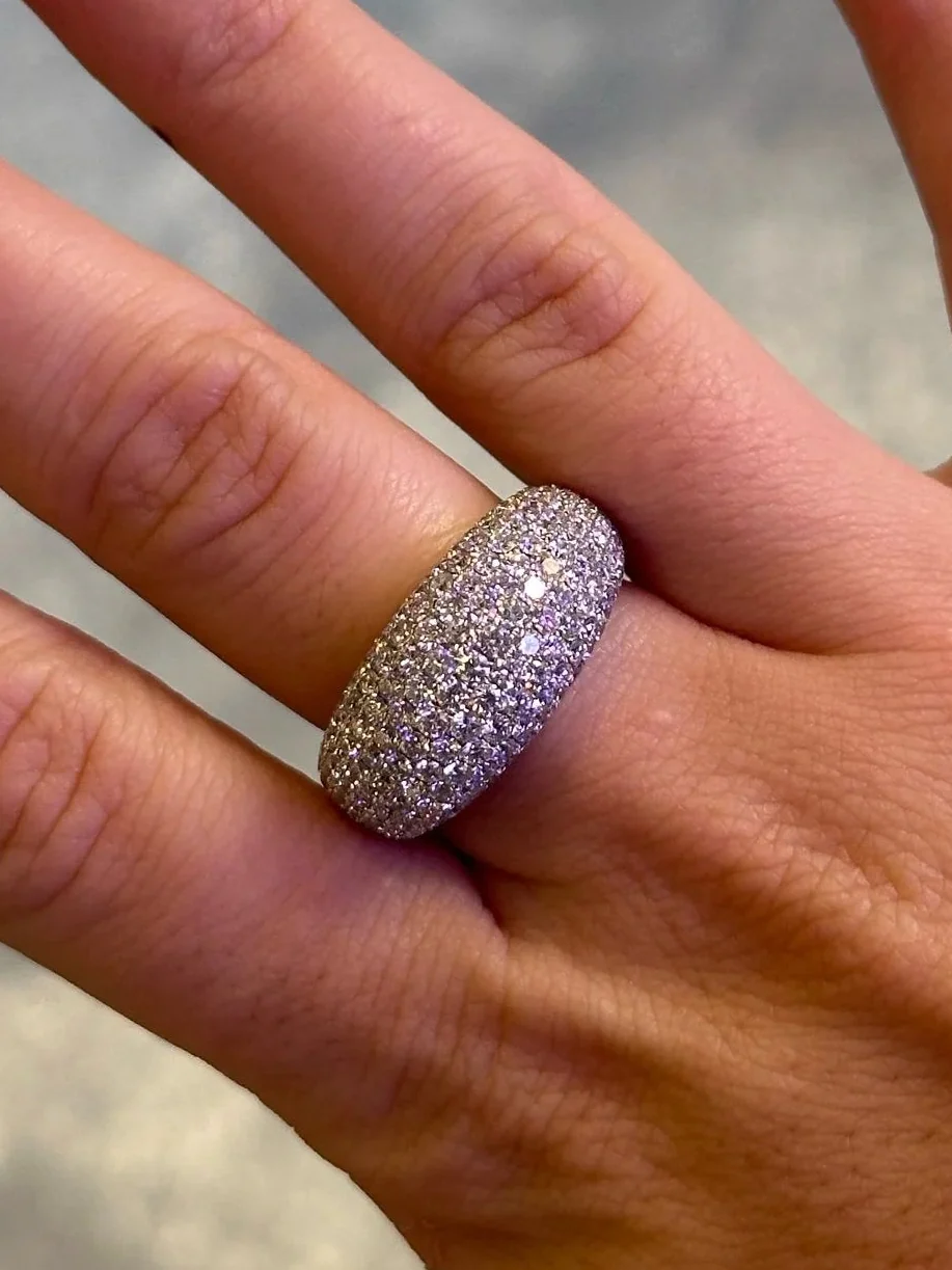 Ladies Dome Shaped Pave Set Cocktail Ring