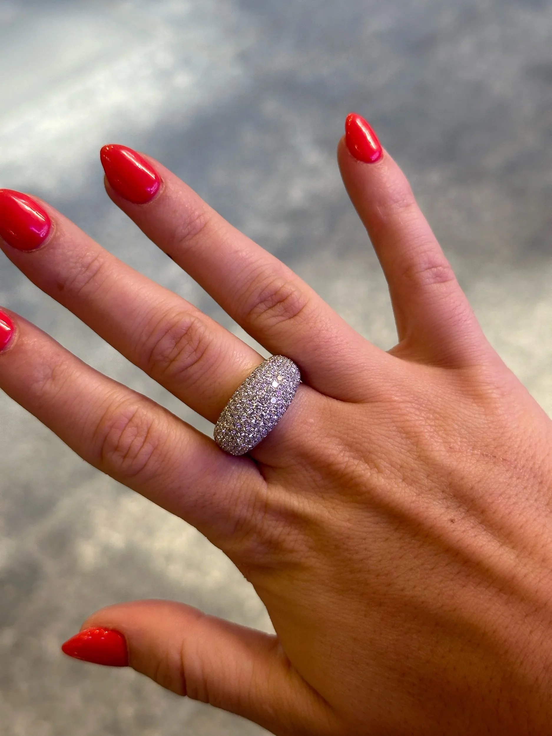 Ladies Dome Shaped Pave Set Cocktail Ring - Image 2