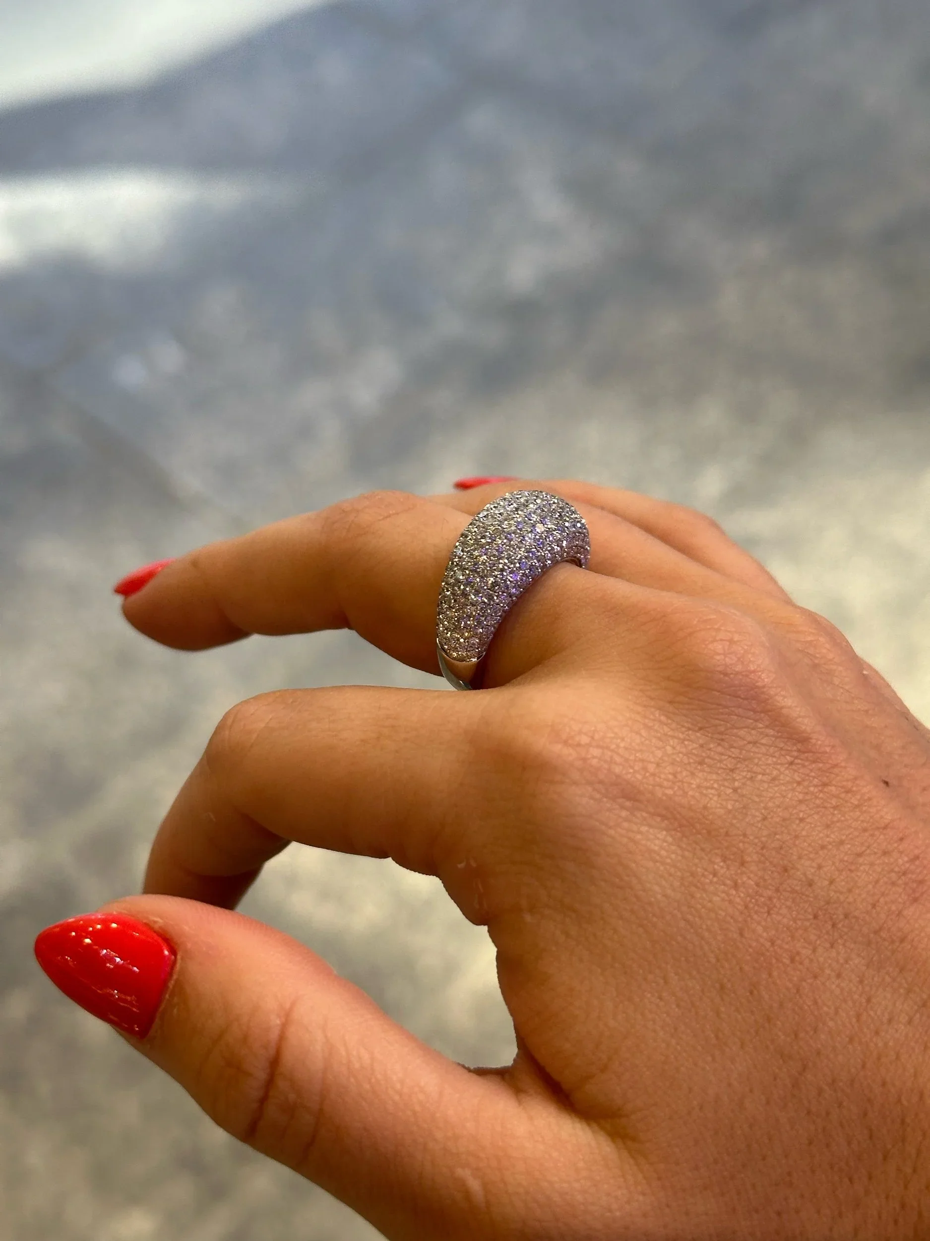 Ladies Dome Shaped Pave Set Cocktail Ring - Image 3