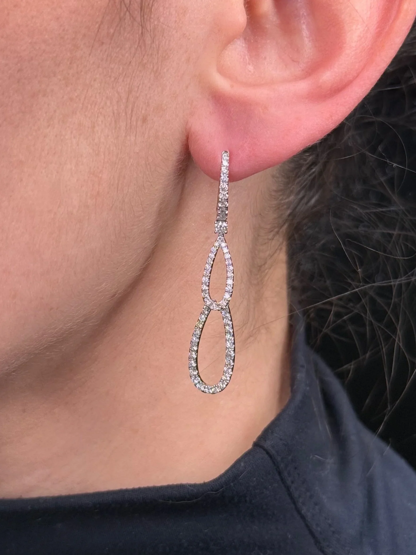 Ladies Double Oval Diamond Earrings