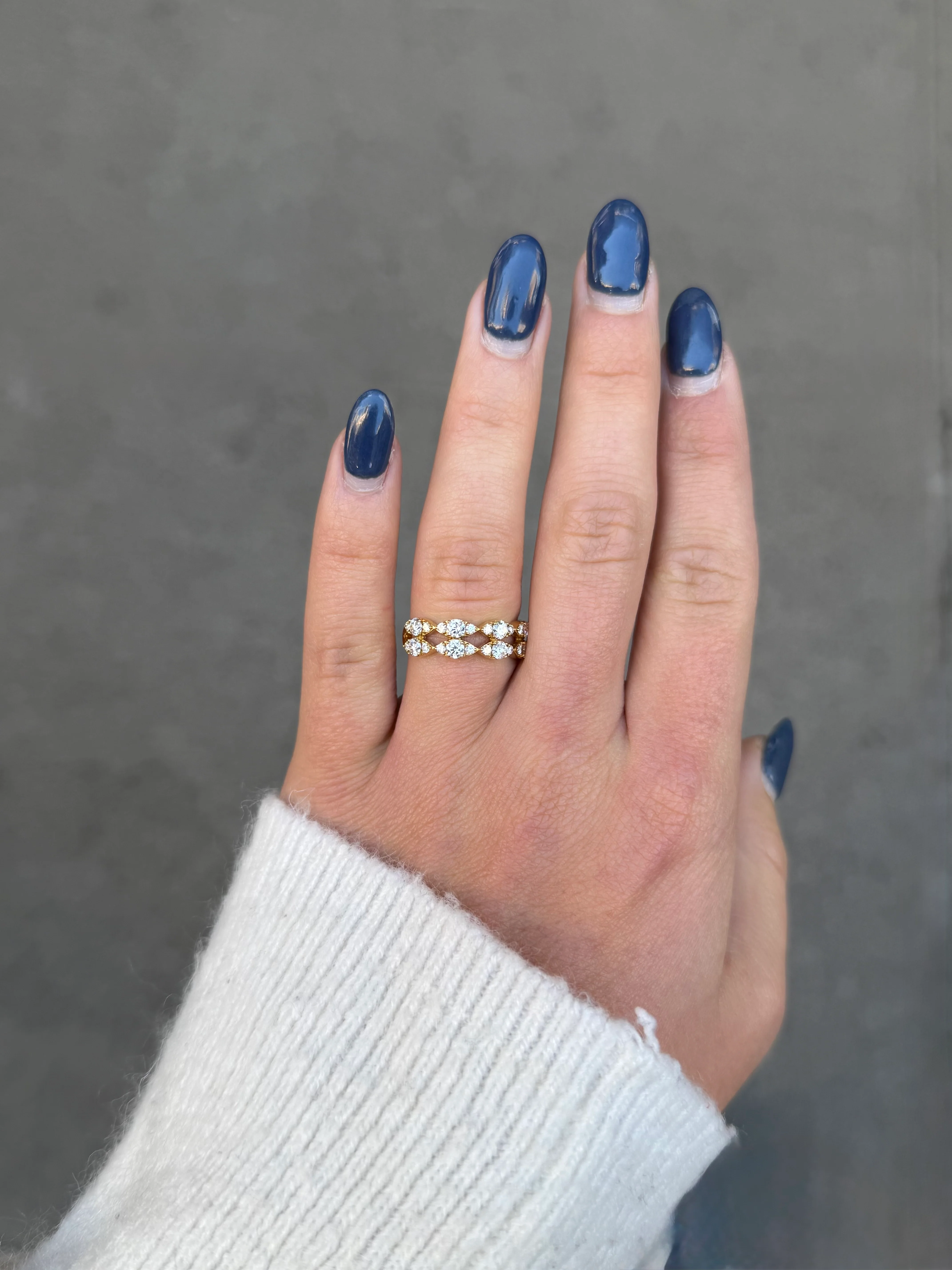Ladies Double Row Marquise Pave Set Ring - Image 3