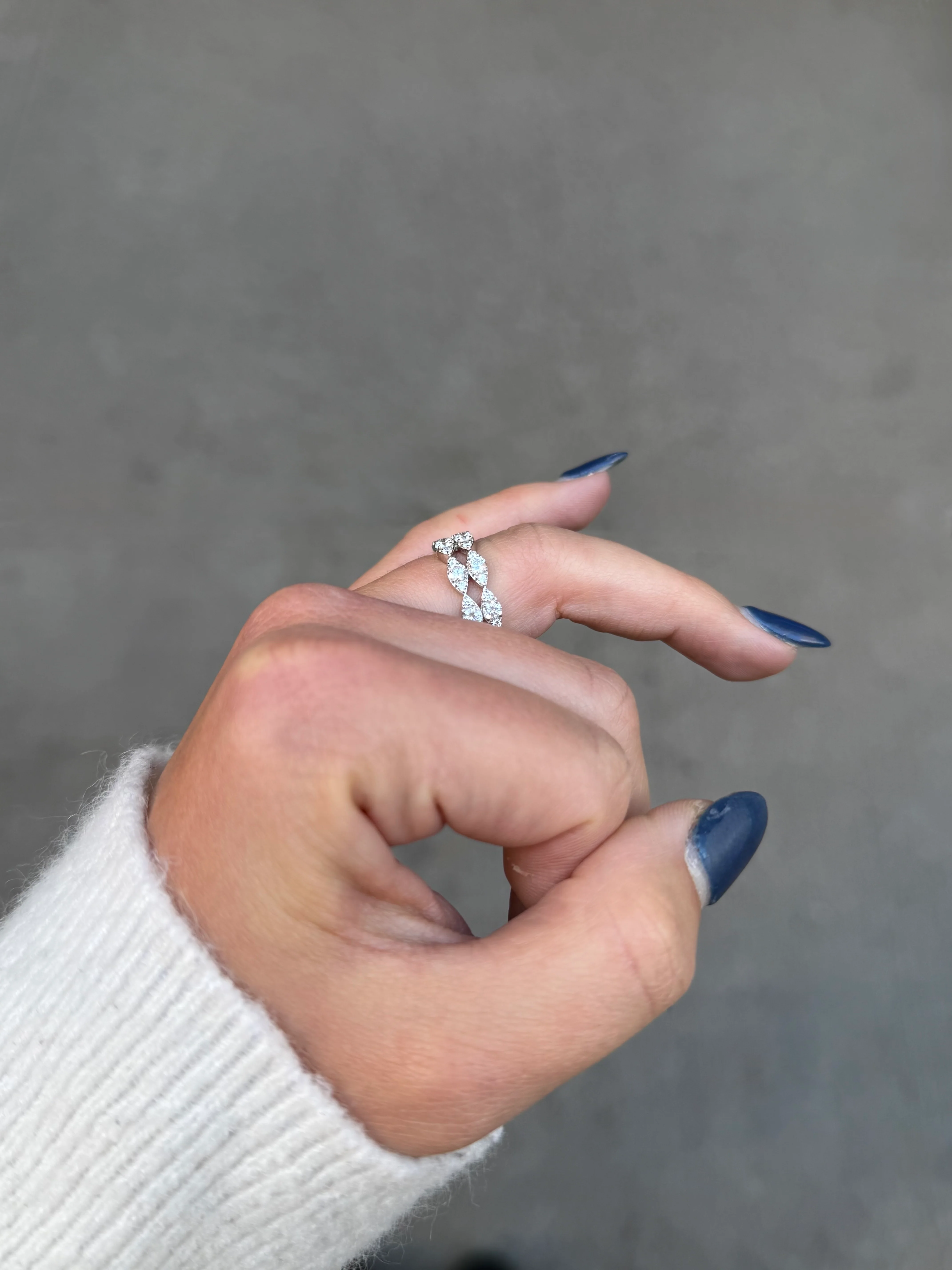 Ladies Double Row Marquise Pave Set Ring - Image 7