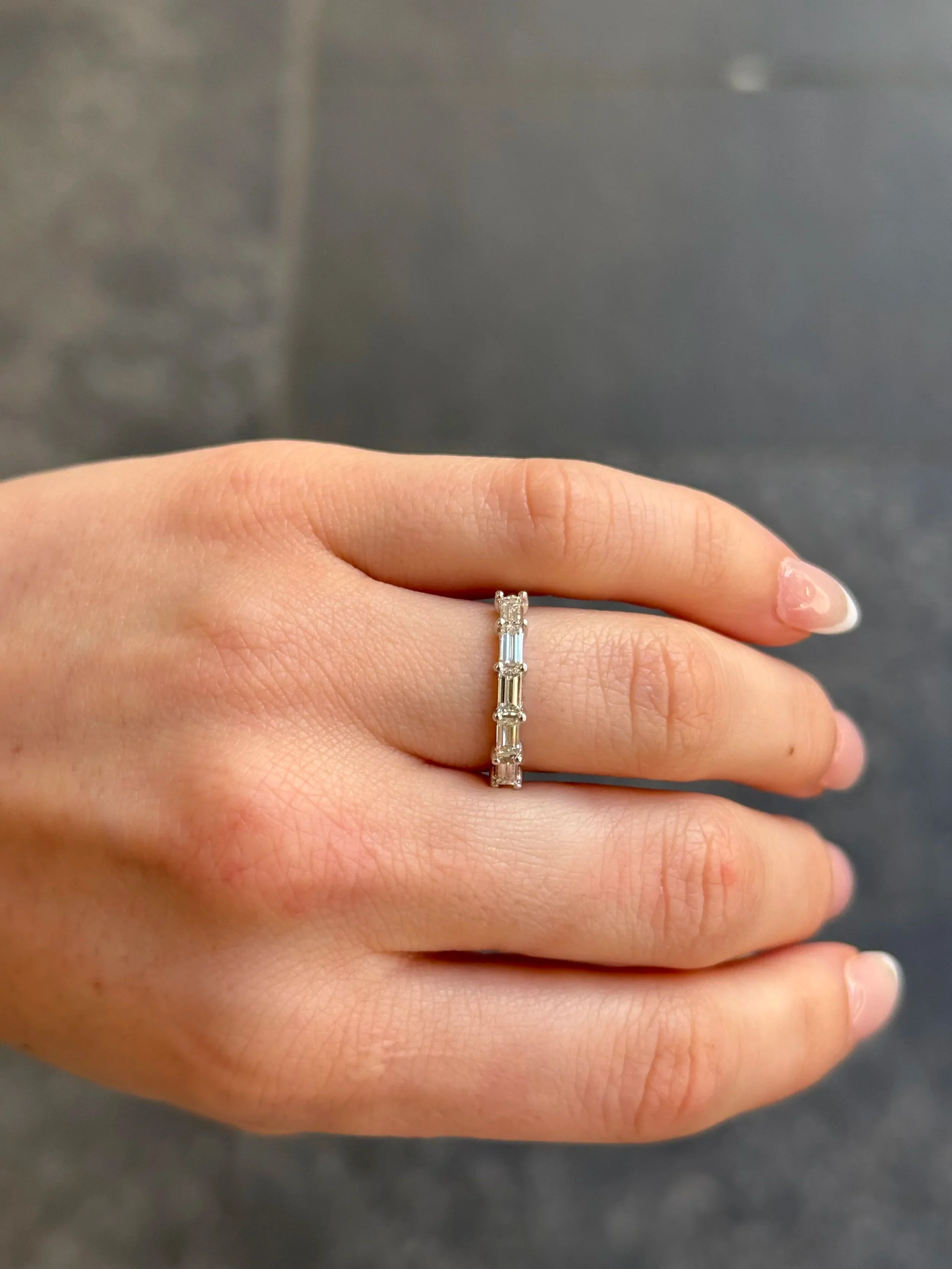 Ladies East to West Baguette Wedding Band - Image 2