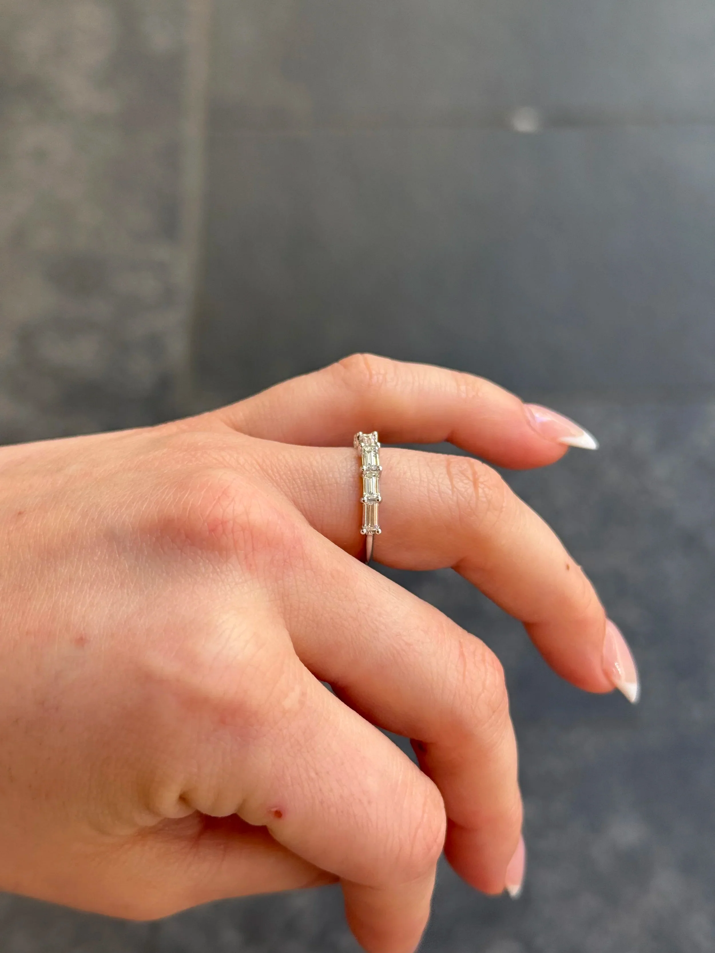 Ladies East to West Baguette Wedding Band - Image 3