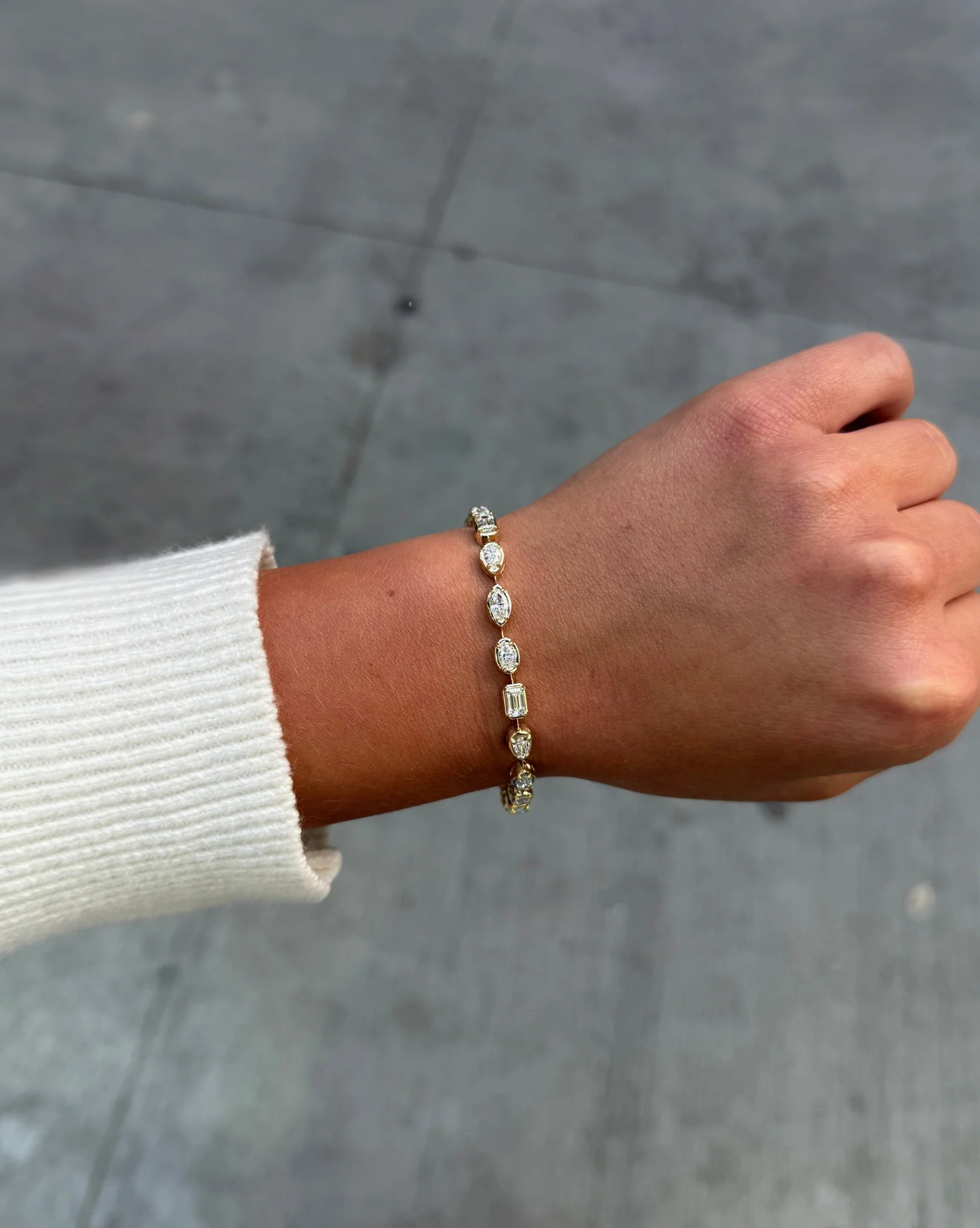 Ladies Lab Grown Bezel Set Multi-Shaped Bracelet - Image 4