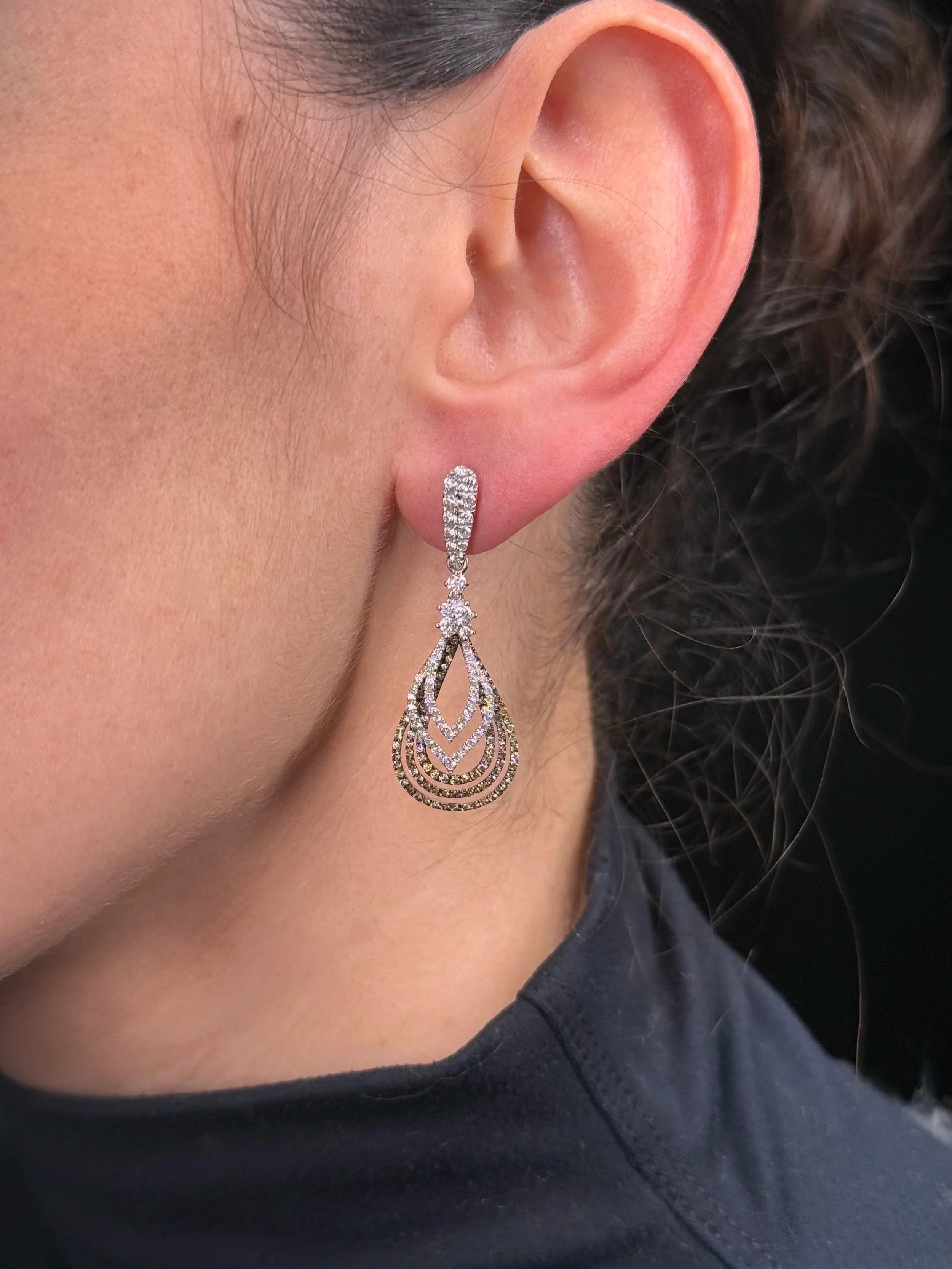 Ladies Fancy Champagne and Diamond Earrings - Image 2