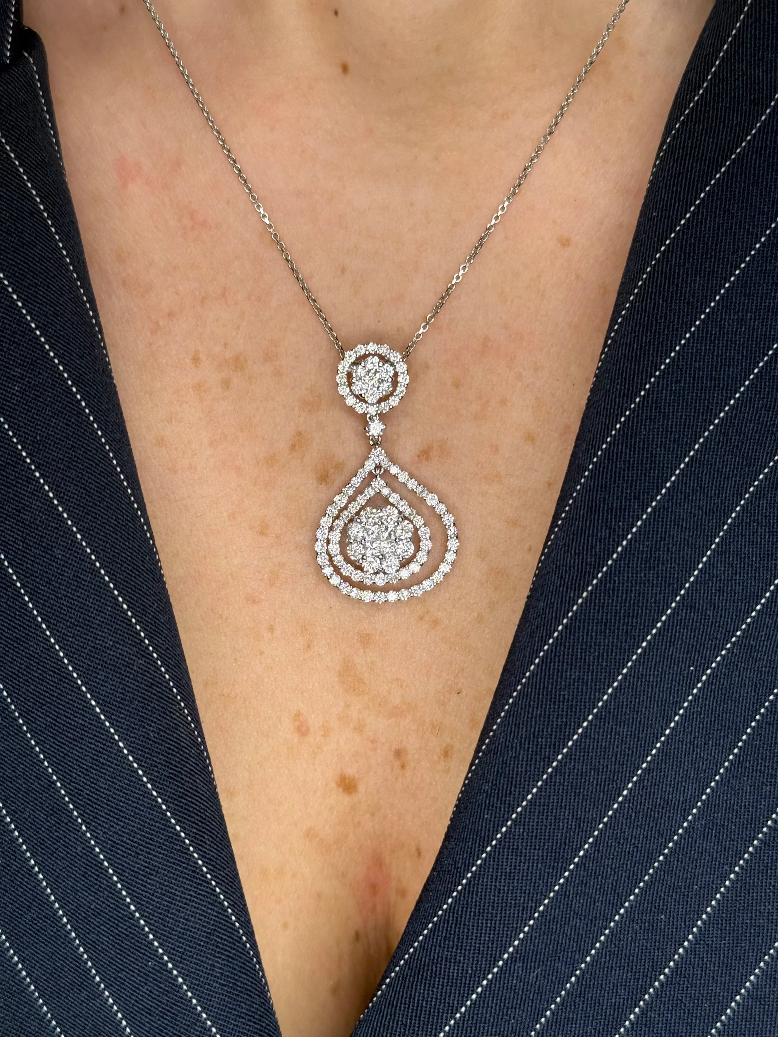 Ladies Fancy Double Halo Cluster Pendant - Image 2