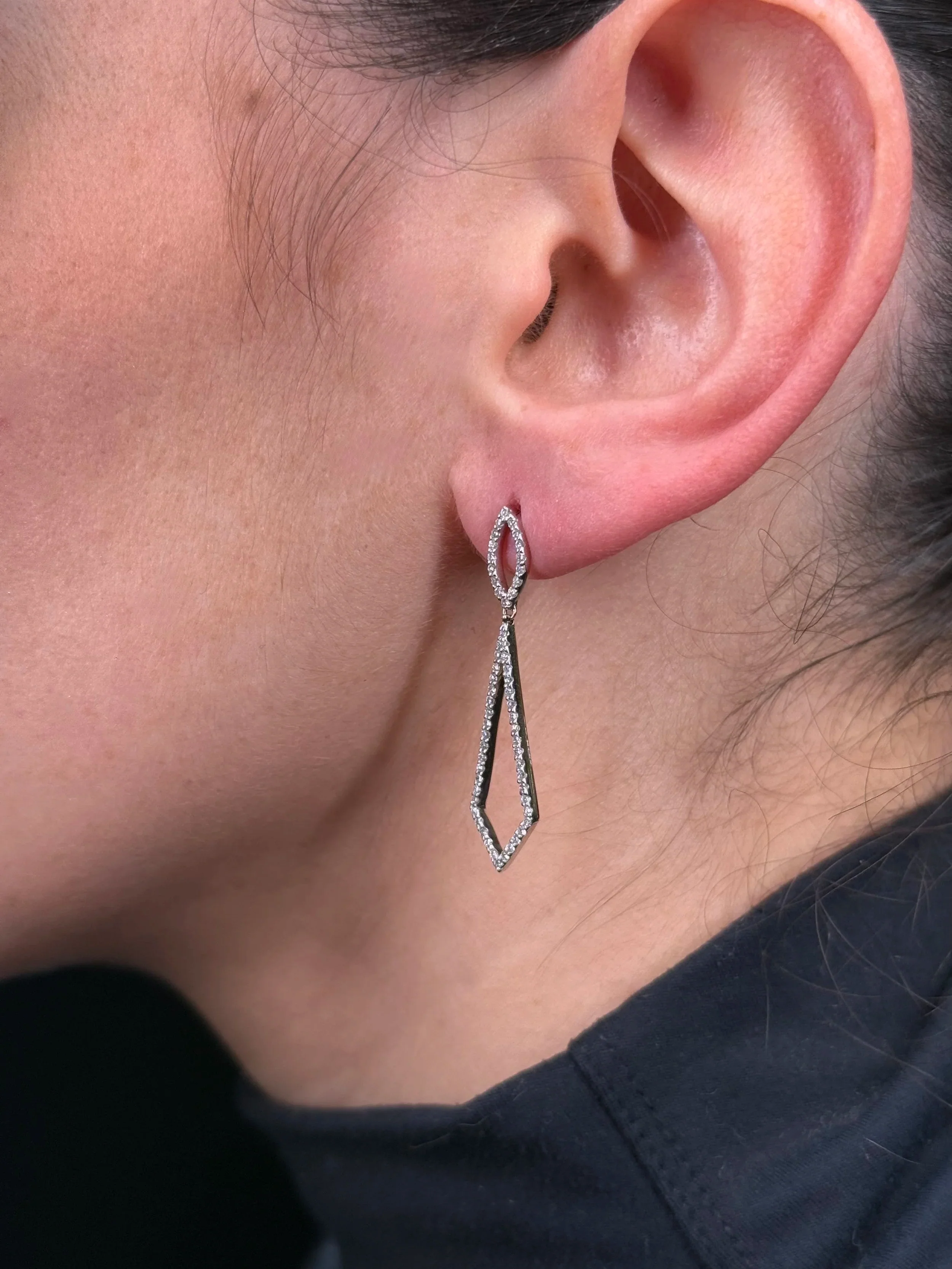 Ladies Fancy Hallow Diamond Earrings - Image 3