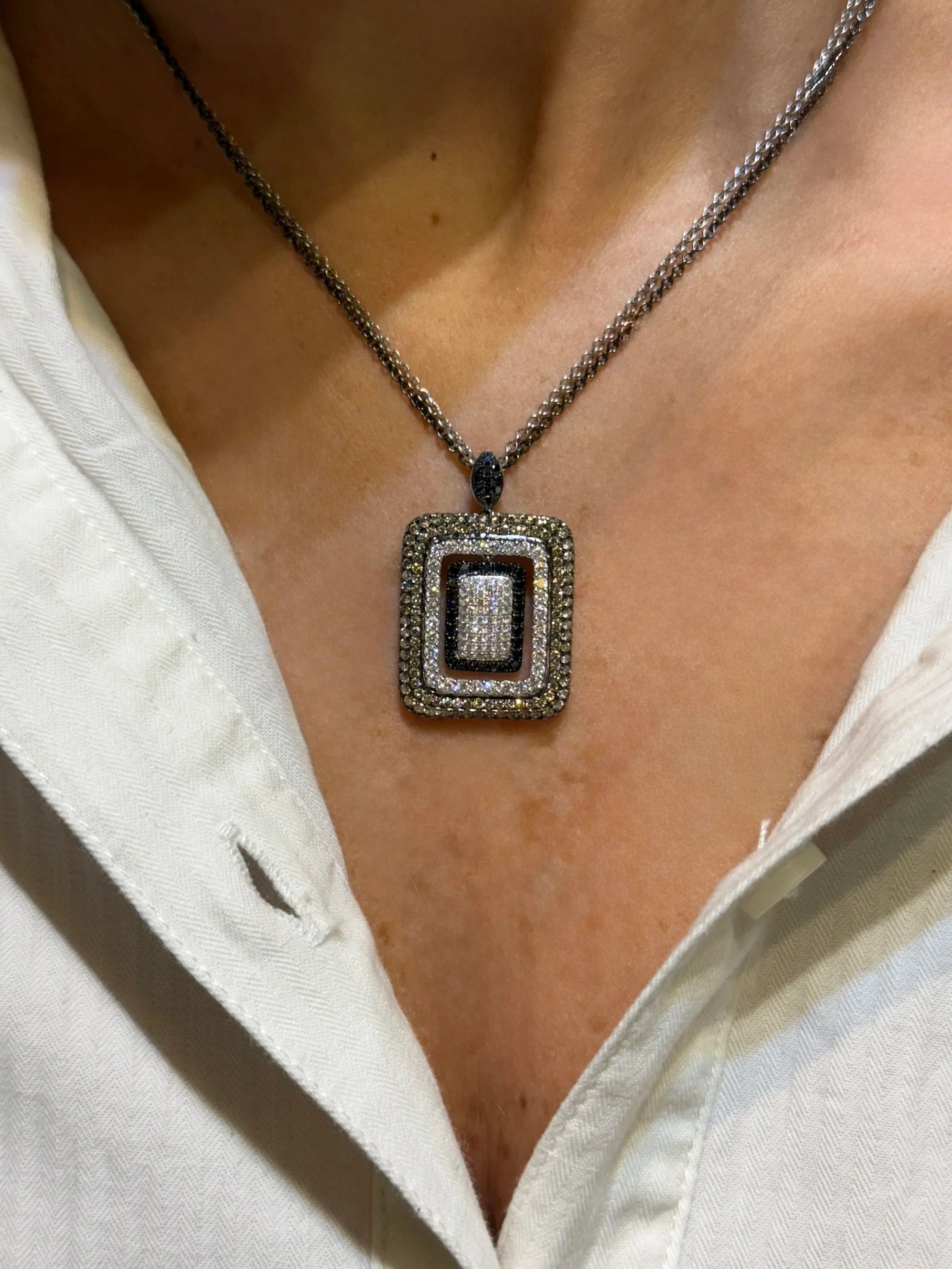 Ladies Fancy Multi-Color Diamond Double Chain Pendant - Image 2