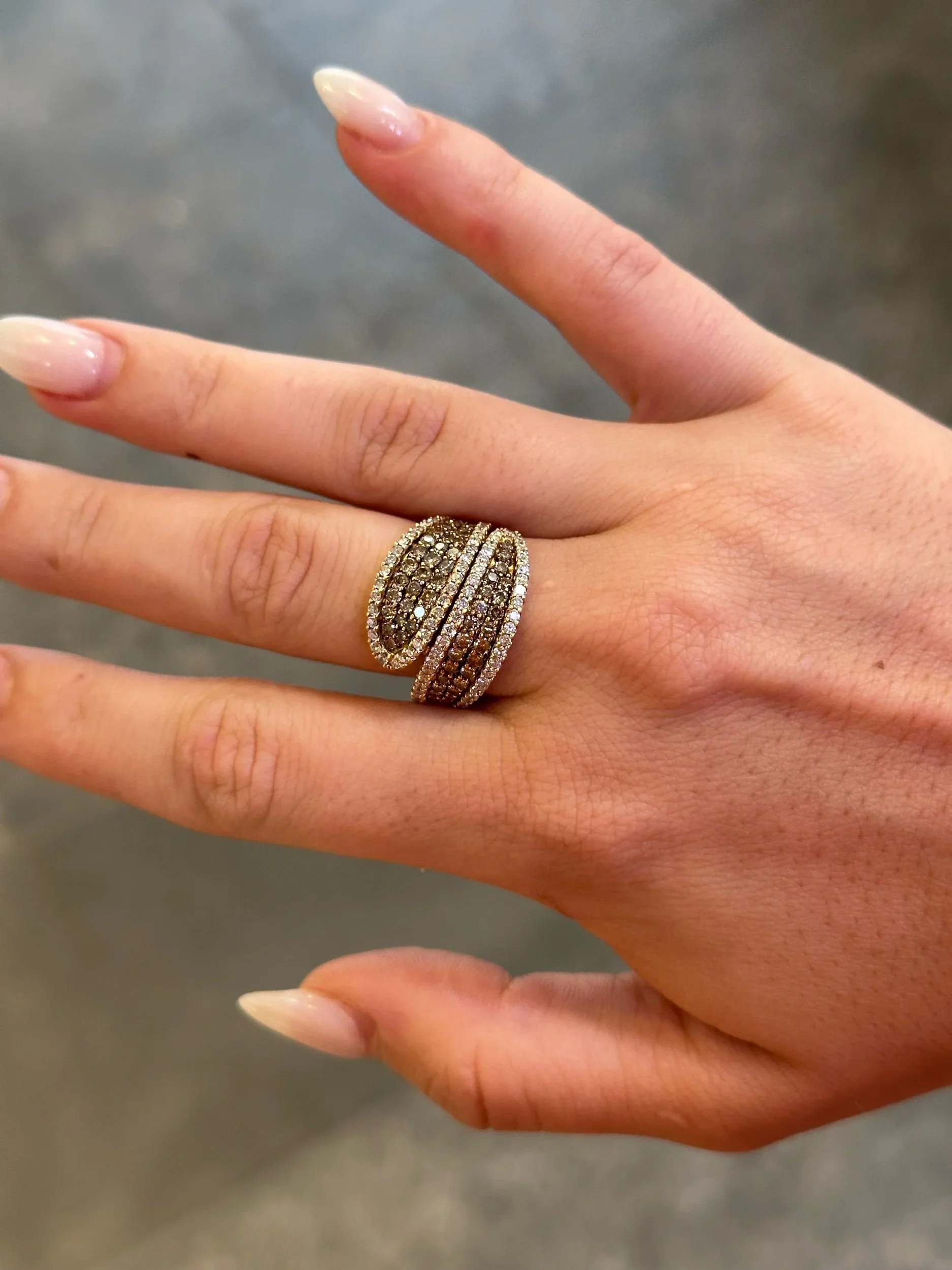 Ladies Fancy Pave Set Champagne Diamond Ring - Image 2