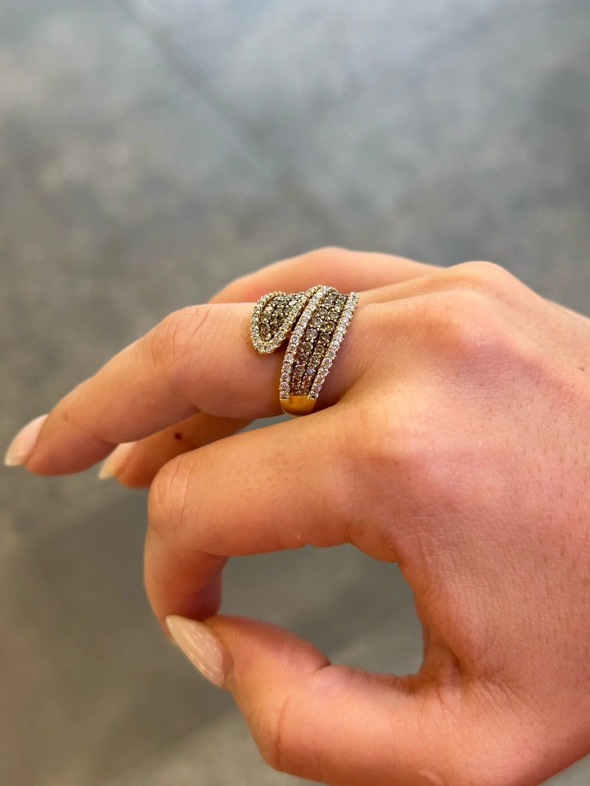 Ladies Fancy Pave Set Champagne Diamond Ring - Image 3