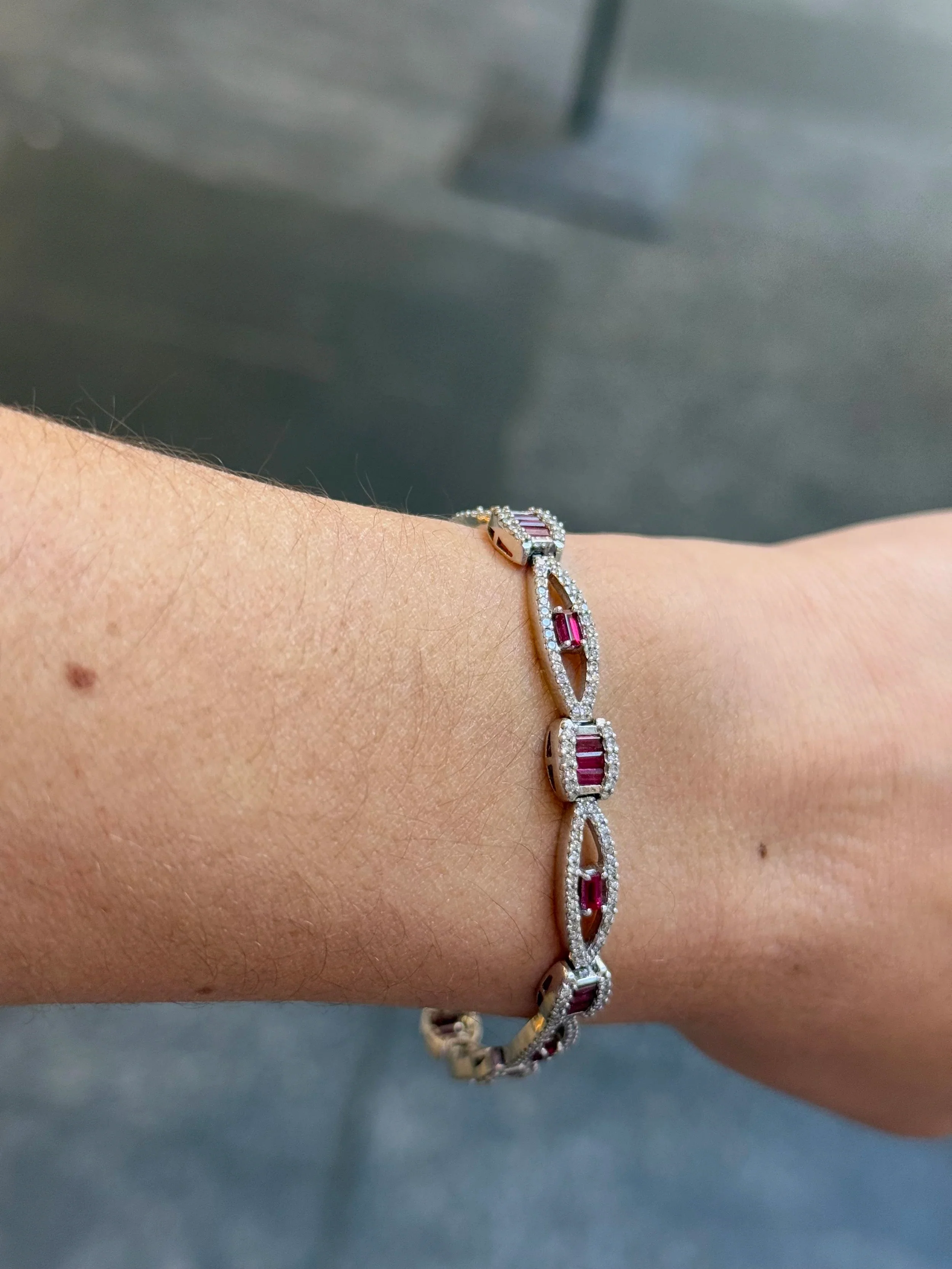 Ladies Fancy Ruby and Diamond Bracelet - Image 3