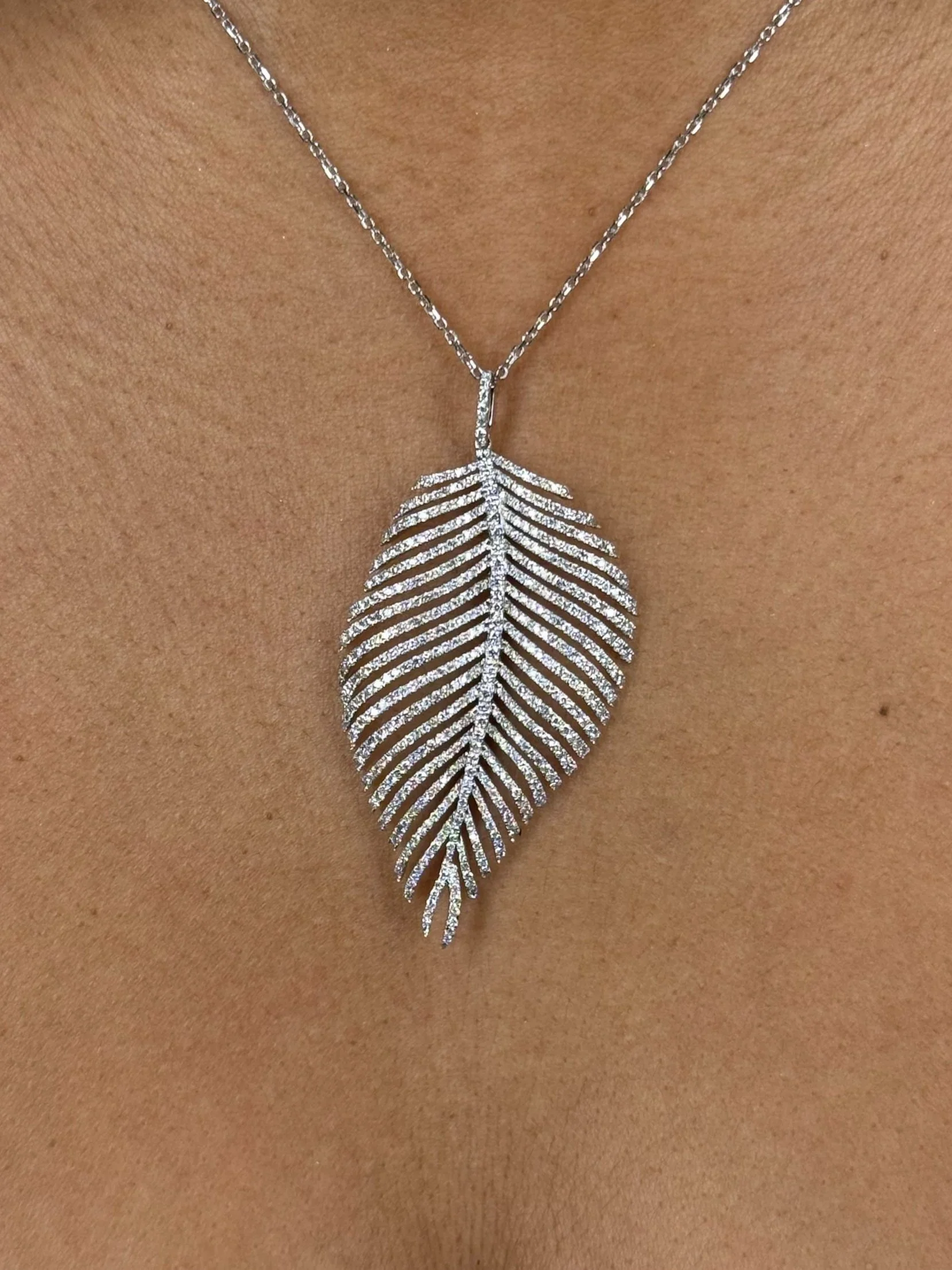 Ladies Feather Diamond Pendant