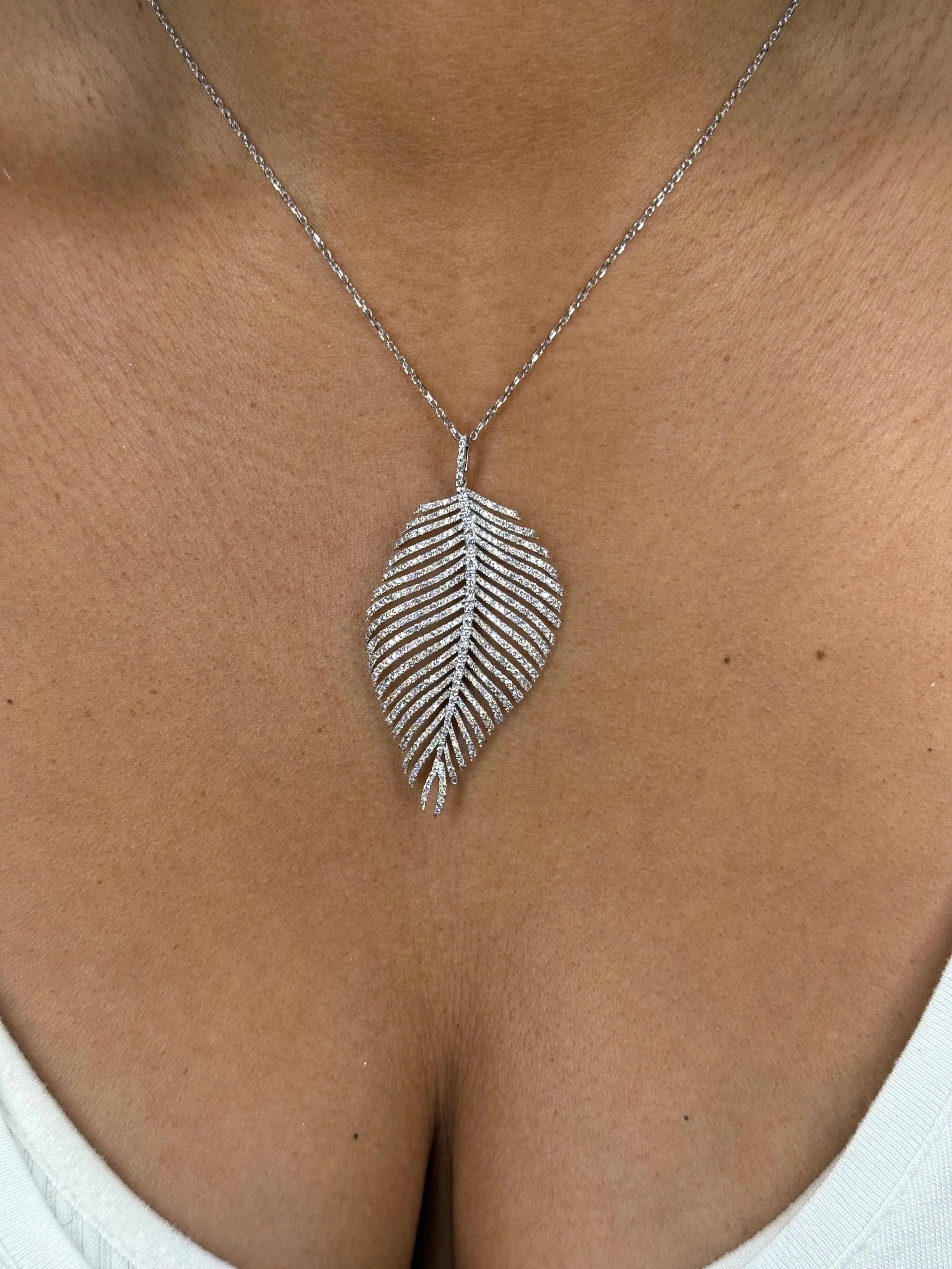 Ladies Feather Diamond Pendant - Image 2