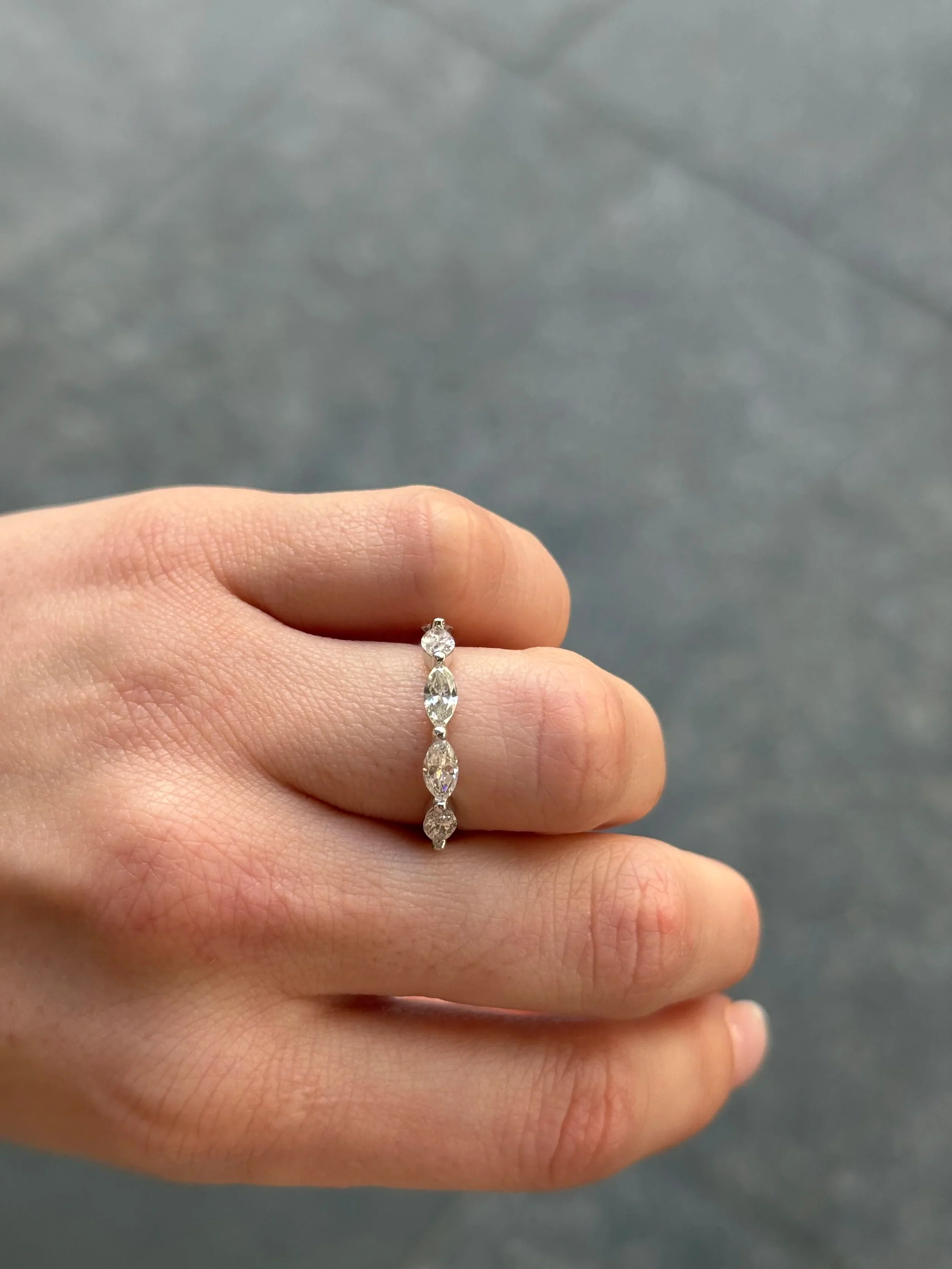 Ladies Five Stone East to West Marquise Wedding Band - Image 2