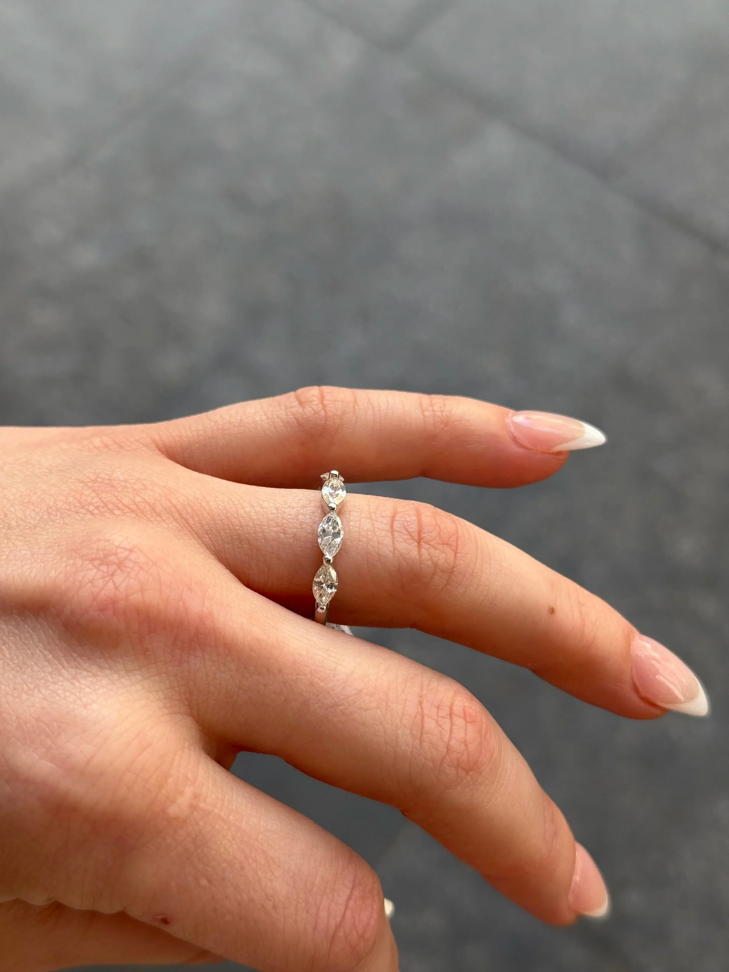 Ladies Five Stone East to West Marquise Wedding Band - Image 3
