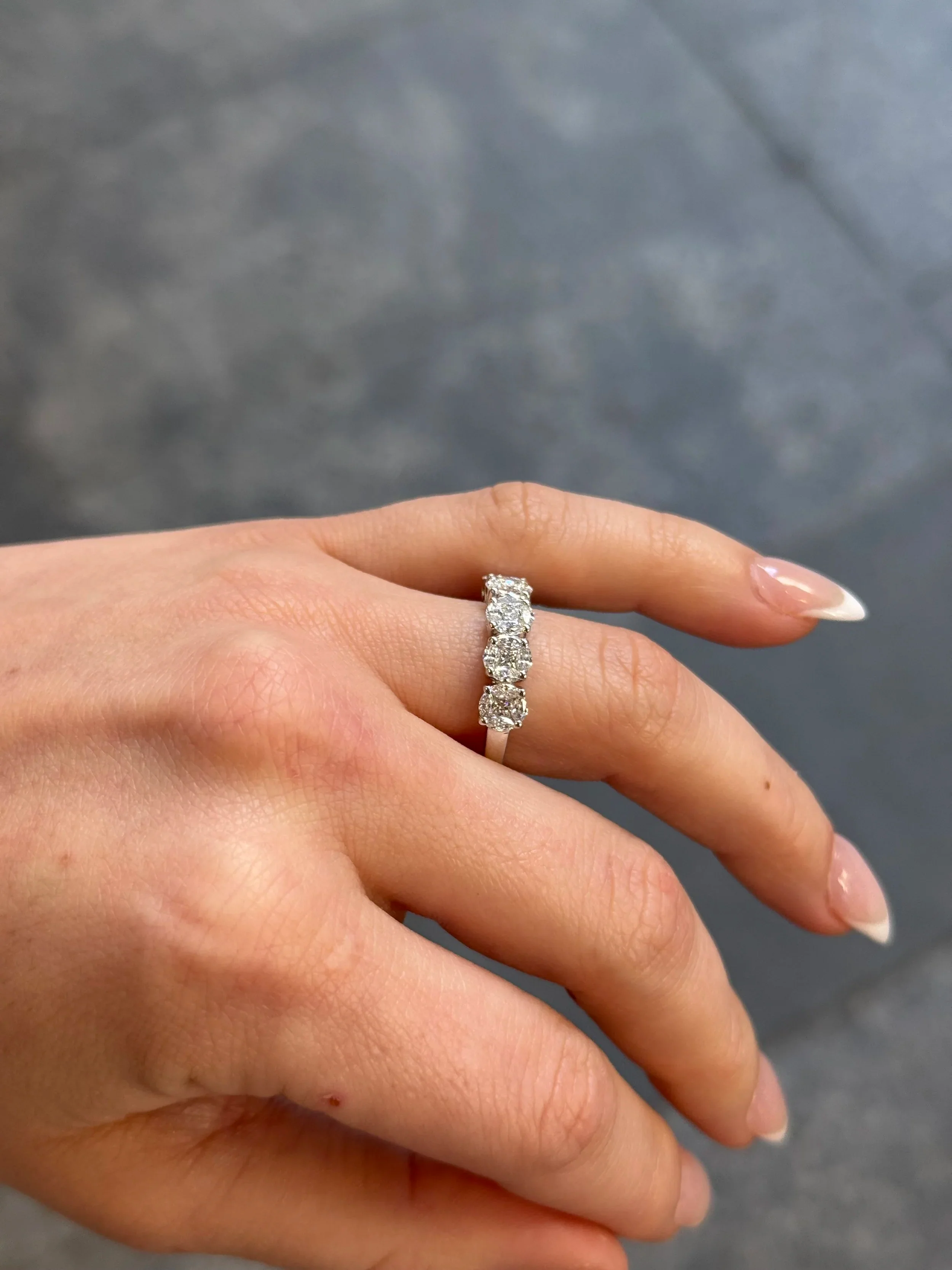 Ladies Five Stone Round Cluster Wedding Band - Image 3