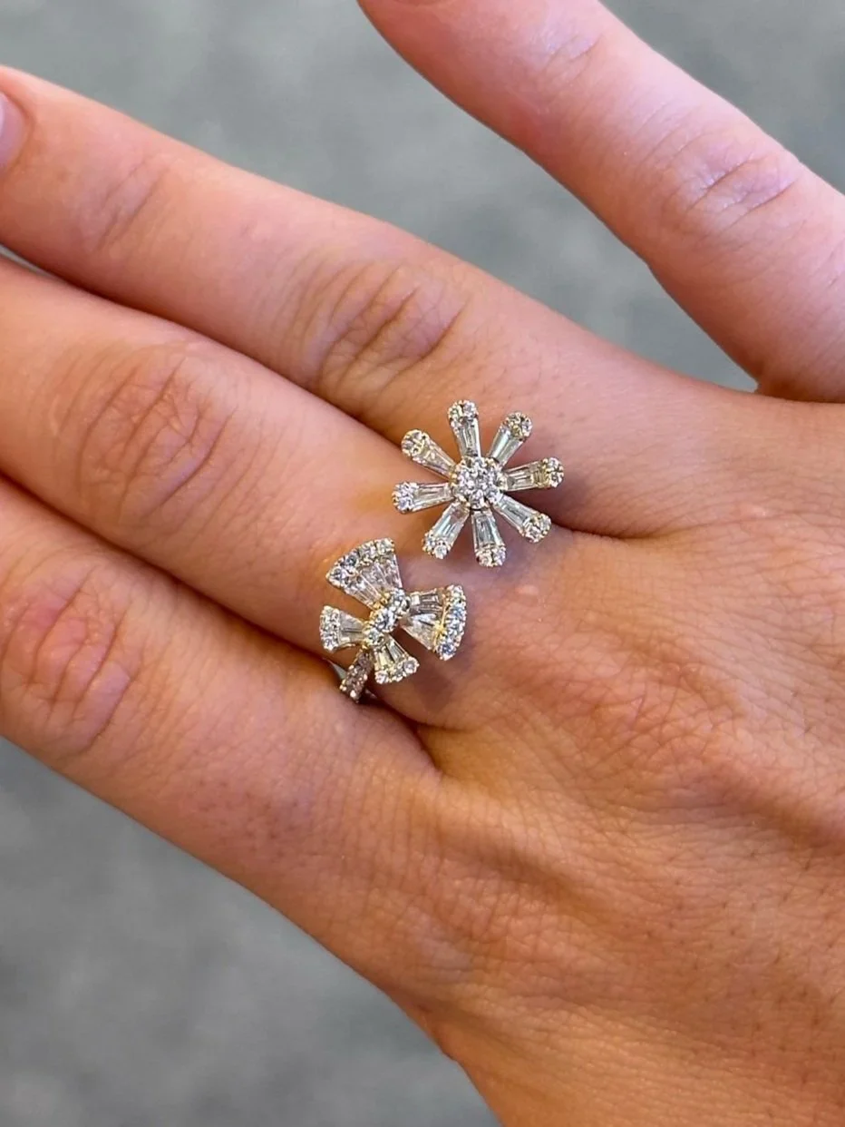 Ladies Flower and Butterfly Diamond Ring